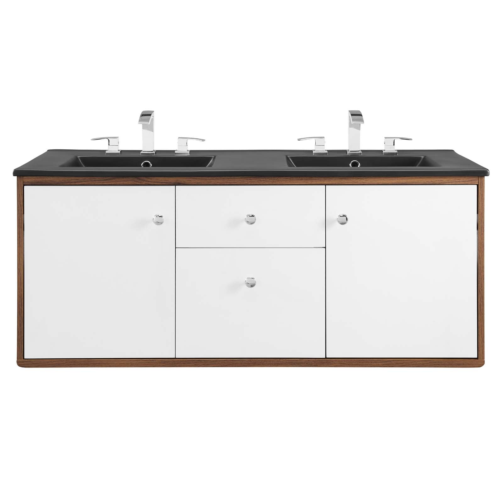 Modway Bathroom Vanity - Transmit 48" Wall-Mount Bathroom Vanity Walnut Black