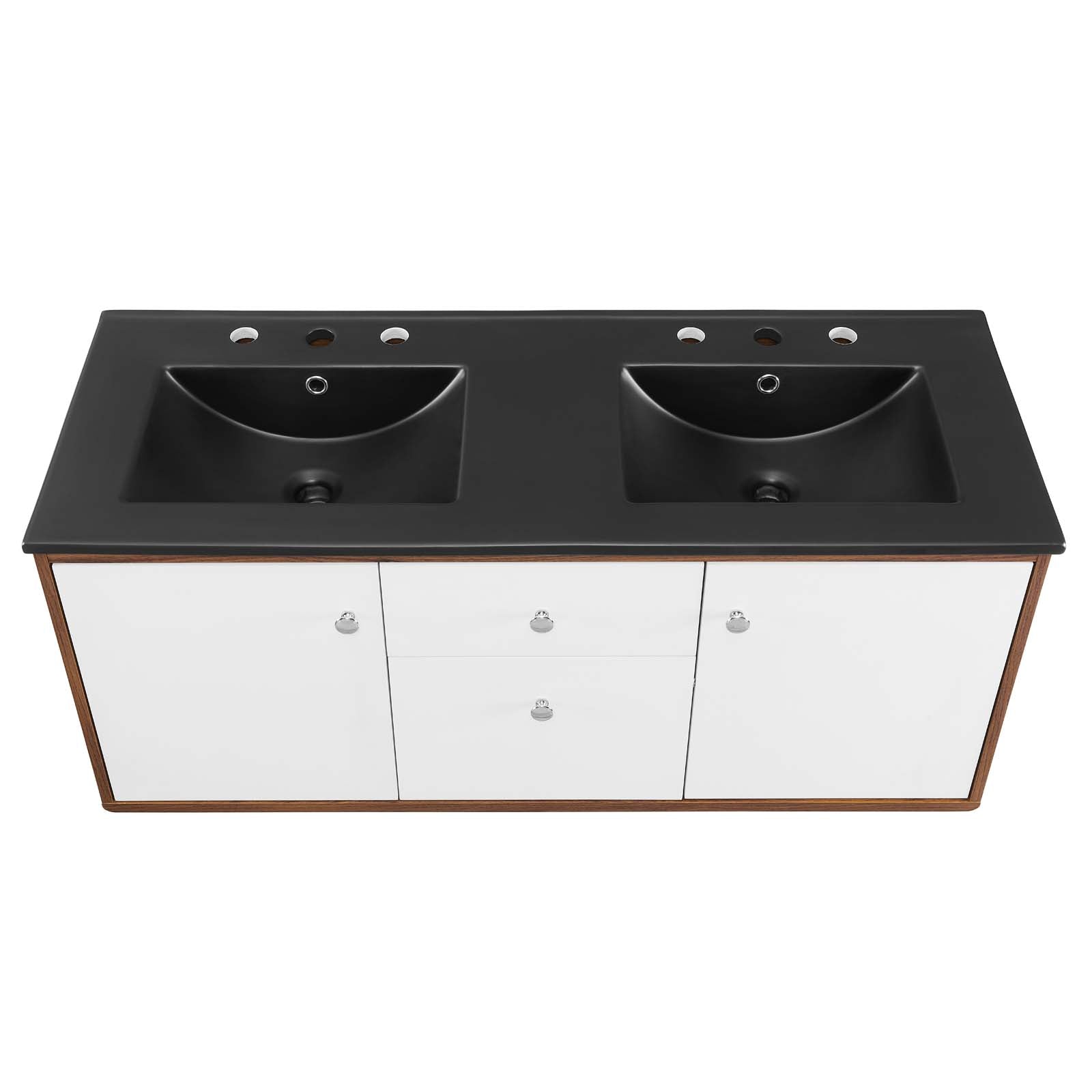 Modway Bathroom Vanity - Transmit 48" Wall-Mount Bathroom Vanity Walnut Black