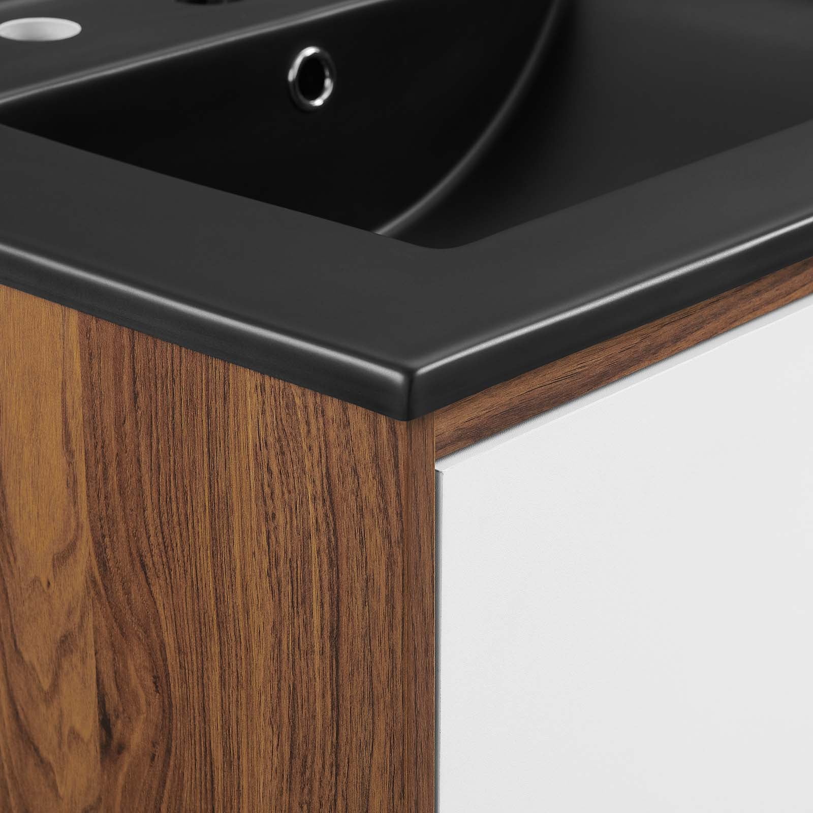 Modway Bathroom Vanity - Transmit 48" Wall-Mount Bathroom Vanity Walnut Black