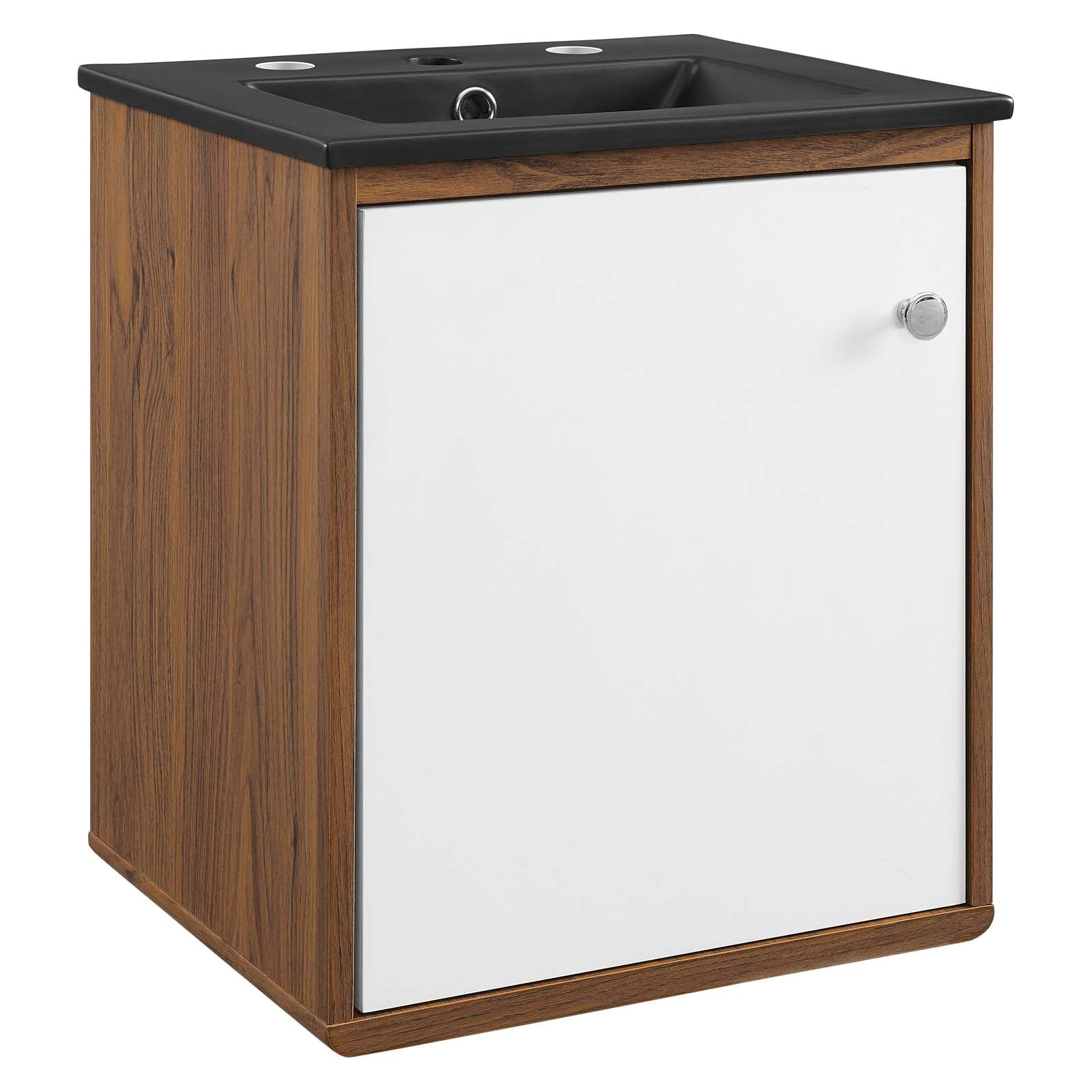 Modway Bathroom Vanity - Transmit-18"-Wall-Mount-Bathroom-Vanity-Walnut-Black