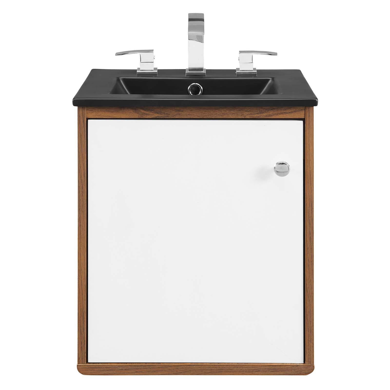 Modway Bathroom Vanity - Transmit-18"-Wall-Mount-Bathroom-Vanity-Walnut-Black