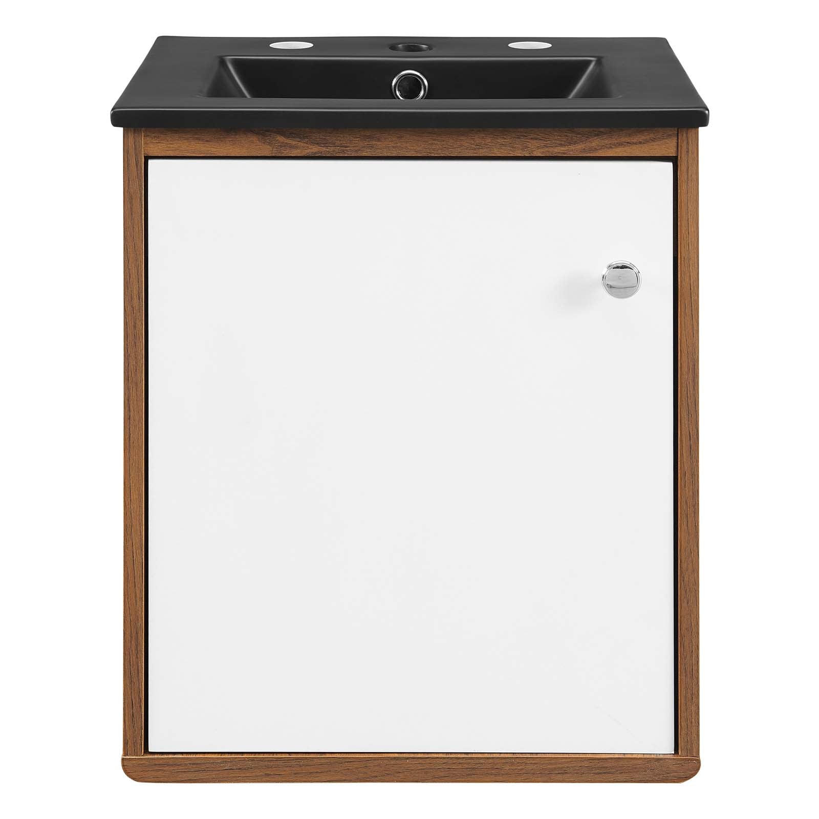 Modway Bathroom Vanity - Transmit-18"-Wall-Mount-Bathroom-Vanity-Walnut-Black