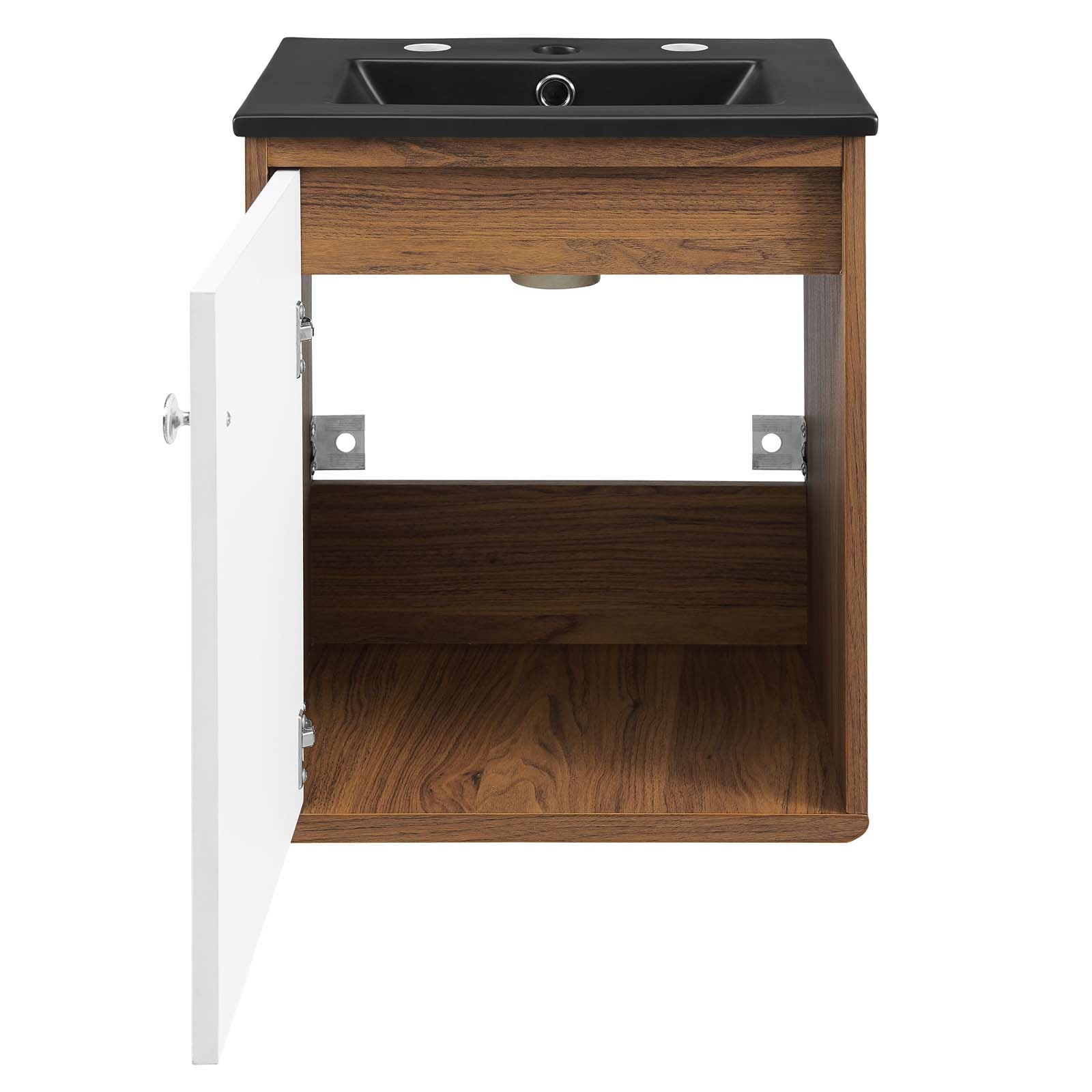 Modway Bathroom Vanity - Transmit-18"-Wall-Mount-Bathroom-Vanity-Walnut-Black