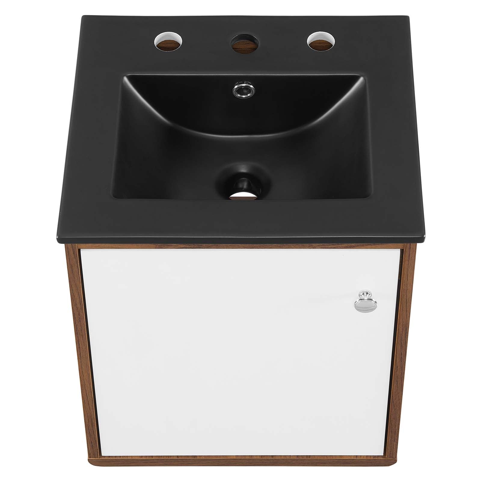 Modway Bathroom Vanity - Transmit-18"-Wall-Mount-Bathroom-Vanity-Walnut-Black