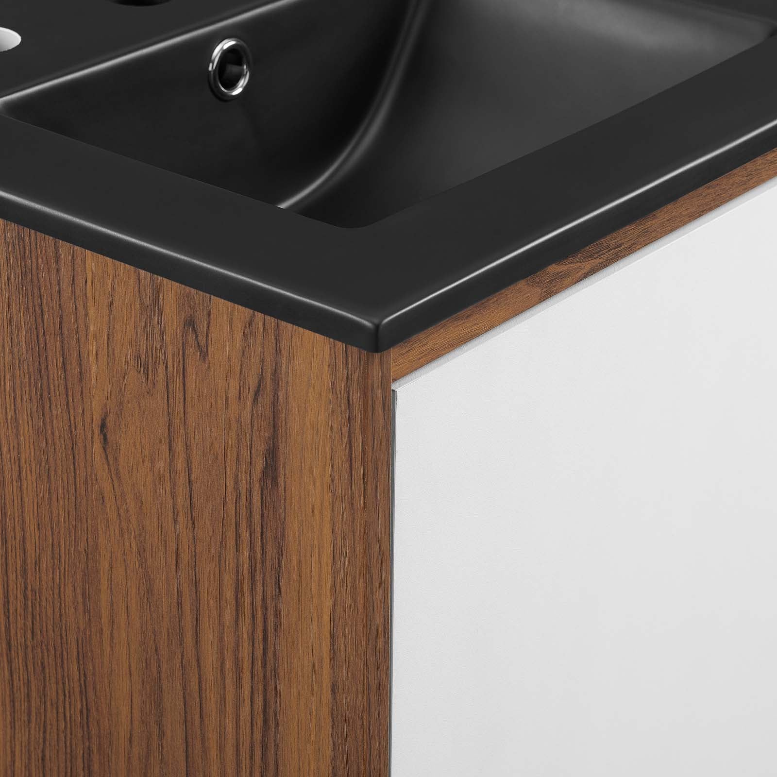 Modway Bathroom Vanity - Transmit-18"-Wall-Mount-Bathroom-Vanity-Walnut-Black