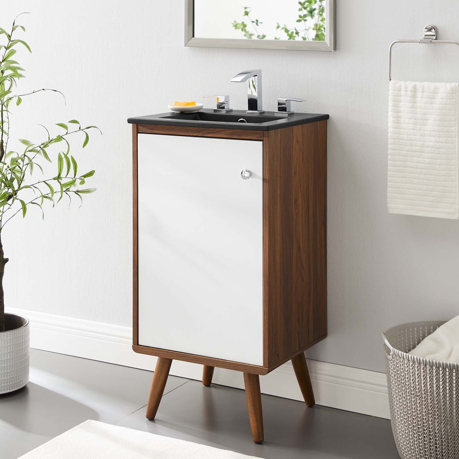 Modway Bathroom Vanity - Transmit-18"-Bathroom-Vanity-Walnut-Black