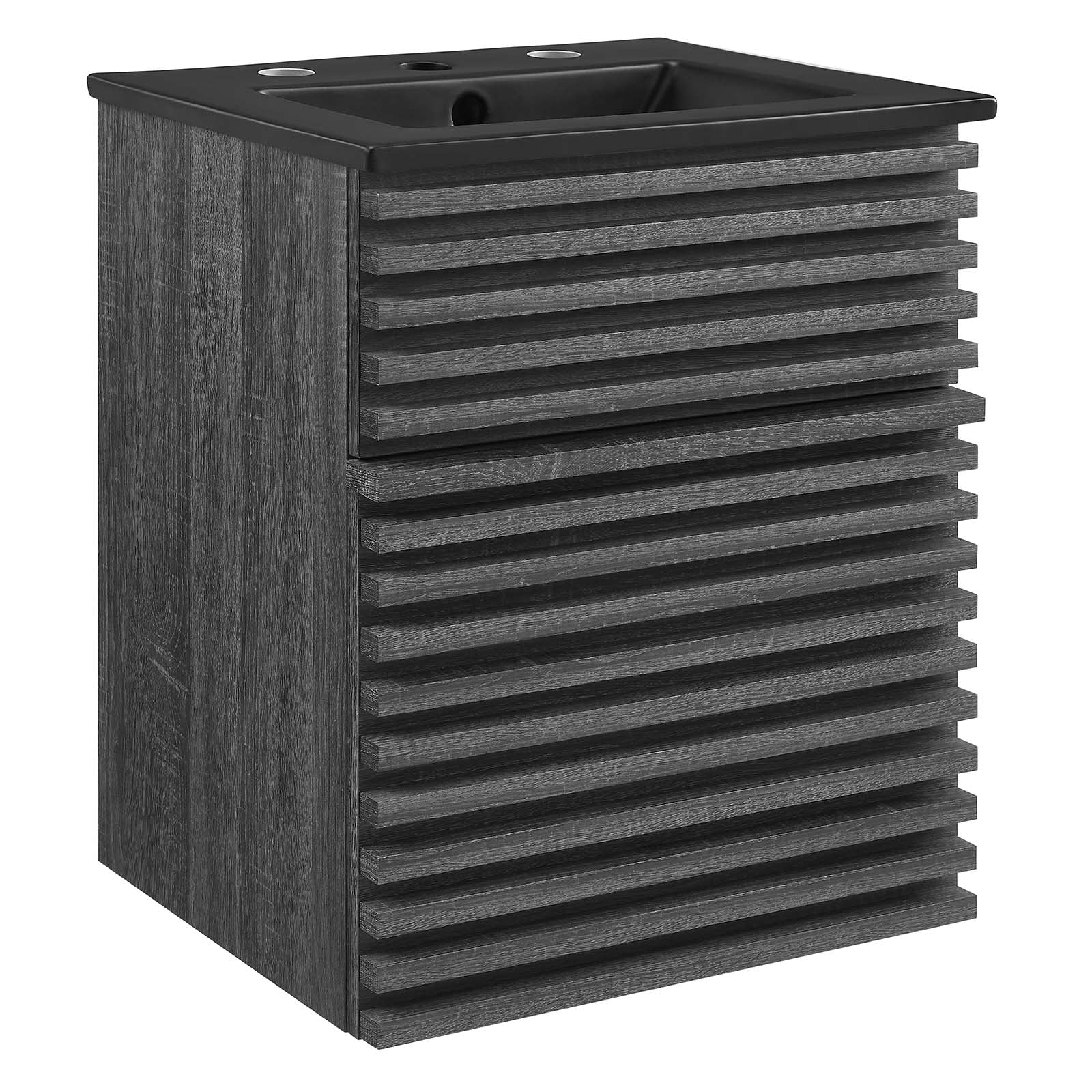 Modway Bathroom Vanity - Render 18" Wall-Mount Bathroom Vanity Charcoal Black