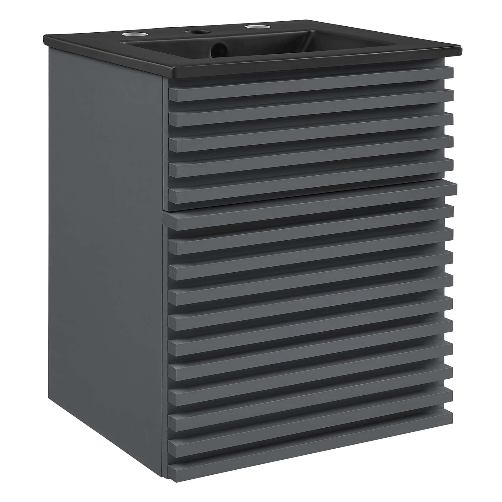 Modway Bathroom Vanity - Render 18" Wall-Mount Bathroom Vanity Gray Black