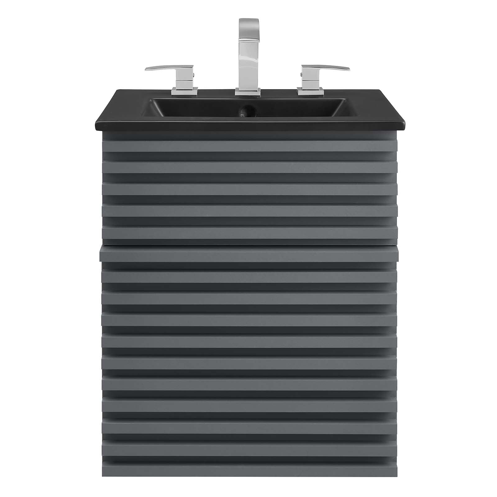 Modway Bathroom Vanity - Render 18" Wall-Mount Bathroom Vanity Gray Black