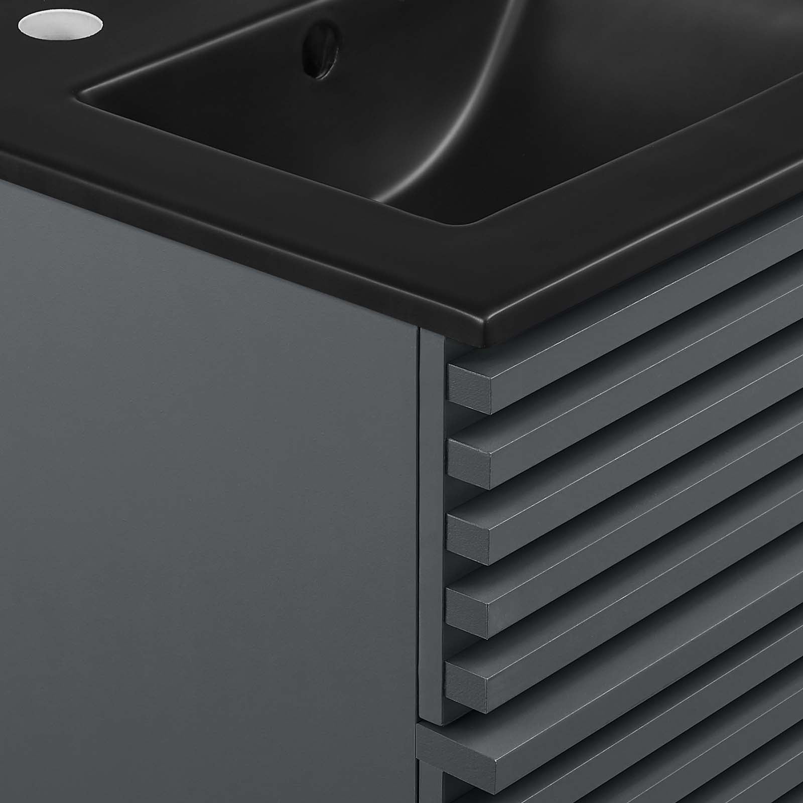 Modway Bathroom Vanity - Render 18" Wall-Mount Bathroom Vanity Gray Black