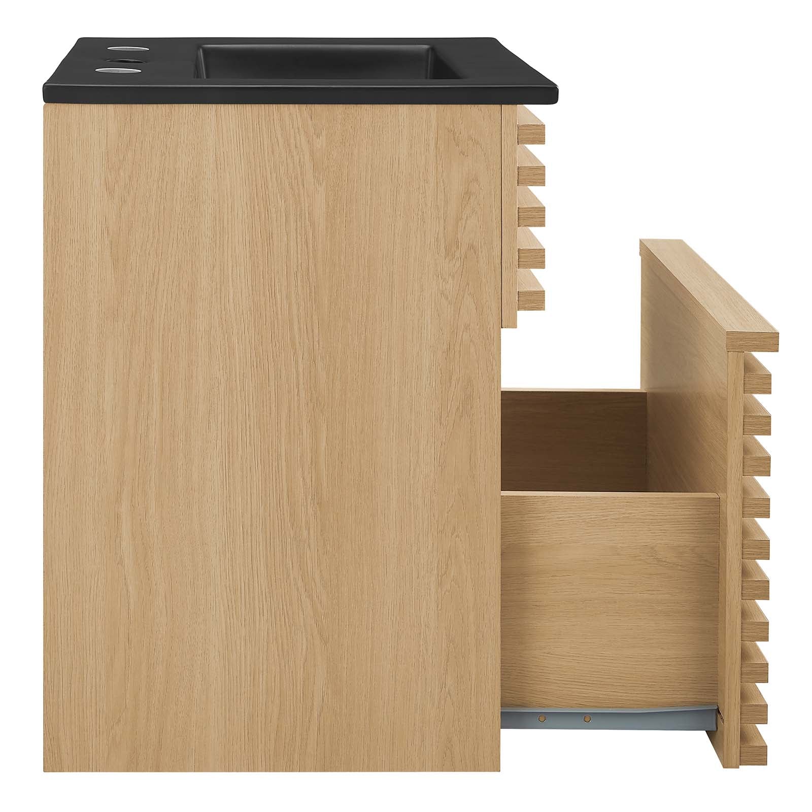 Modway Bathroom Vanity - Render 18" Wall-Mount Bathroom Vanity Oak Black