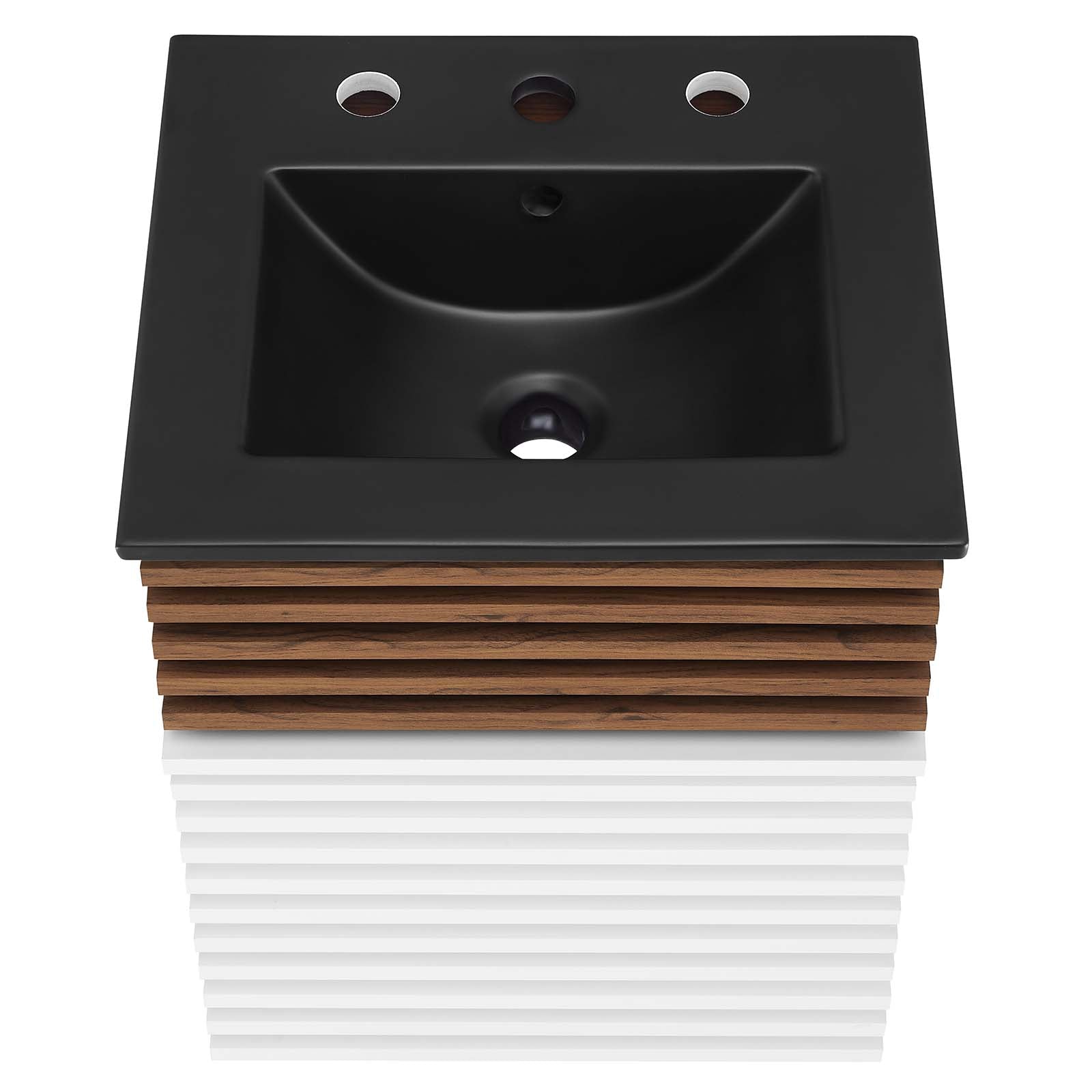 Modway Bathroom Vanity - Render 18" Wall-Mount Bathroom Vanity White Walnut Black