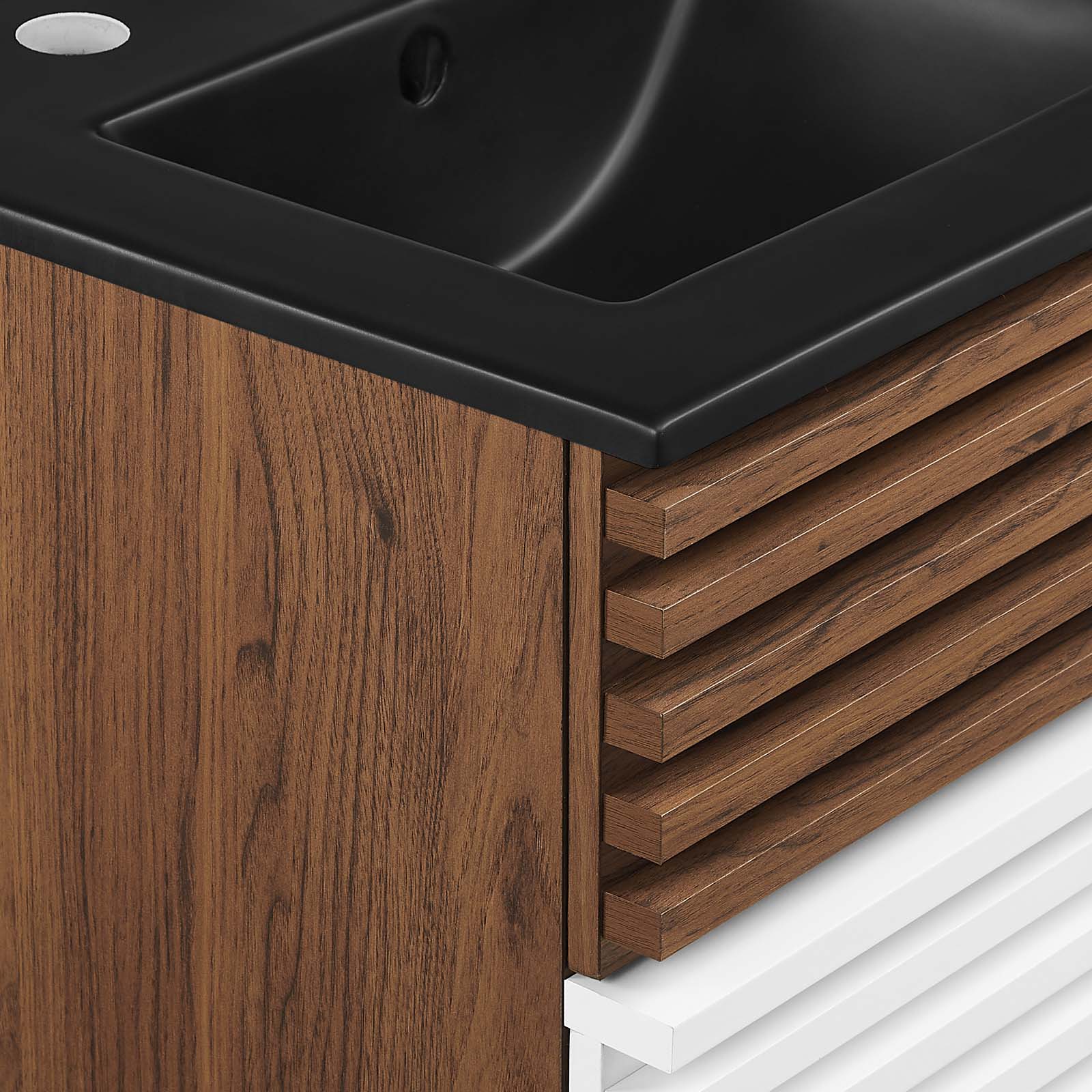 Modway Bathroom Vanity - Render 18" Wall-Mount Bathroom Vanity White Walnut Black