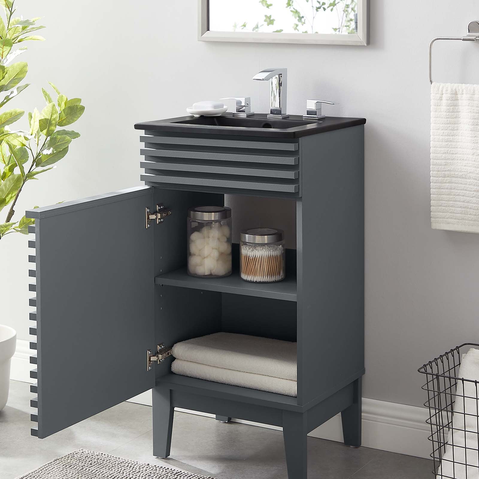 Modway Bathroom Vanity - Render 18" Bathroom Vanity Gray Black