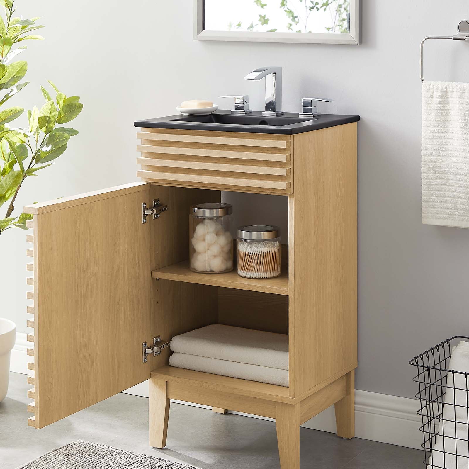 Modway Bathroom Vanity - Render 18" Bathroom Vanity Oak Black