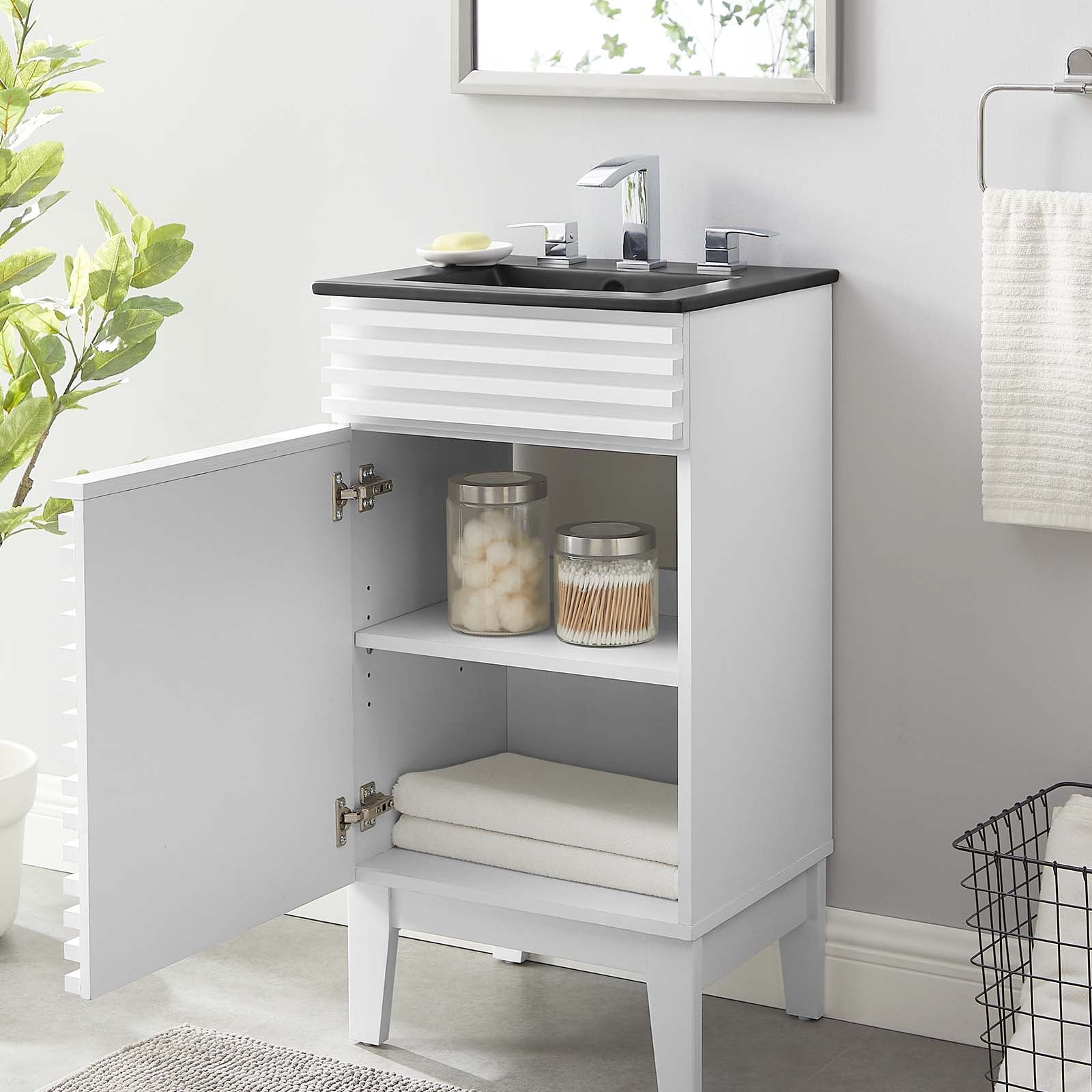 Modway Bathroom Vanity - Render 18" Bathroom Vanity White Black
