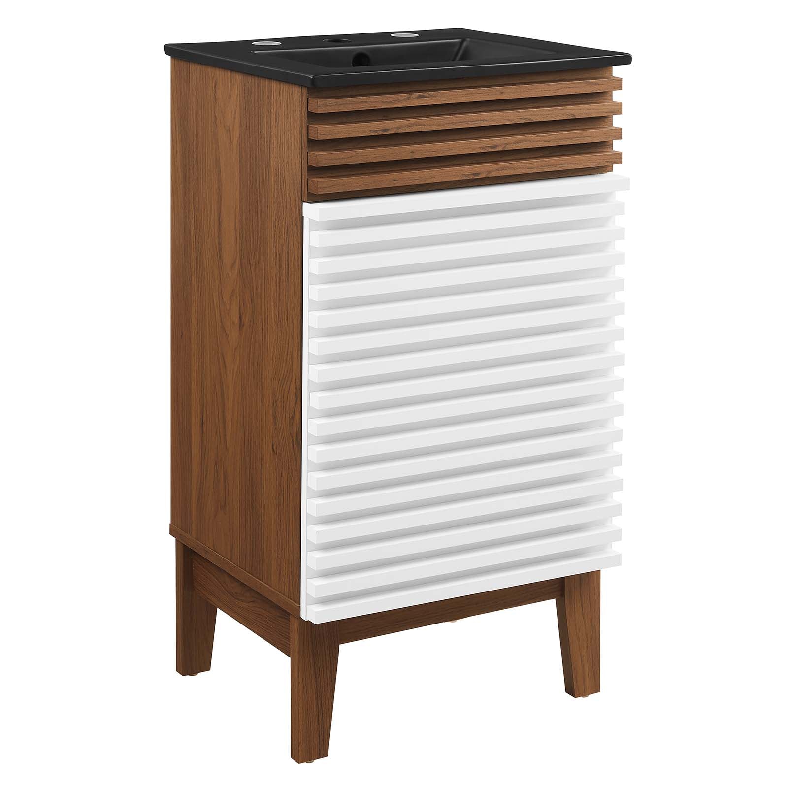 Modway Bathroom Vanity - Render 18" Bathroom Vanity White Walnut Black