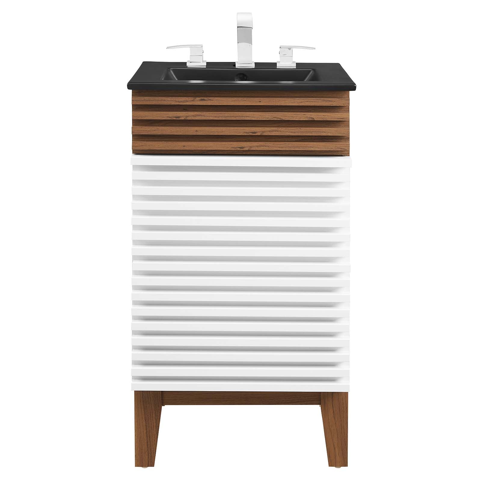 Modway Bathroom Vanity - Render 18" Bathroom Vanity White Walnut Black