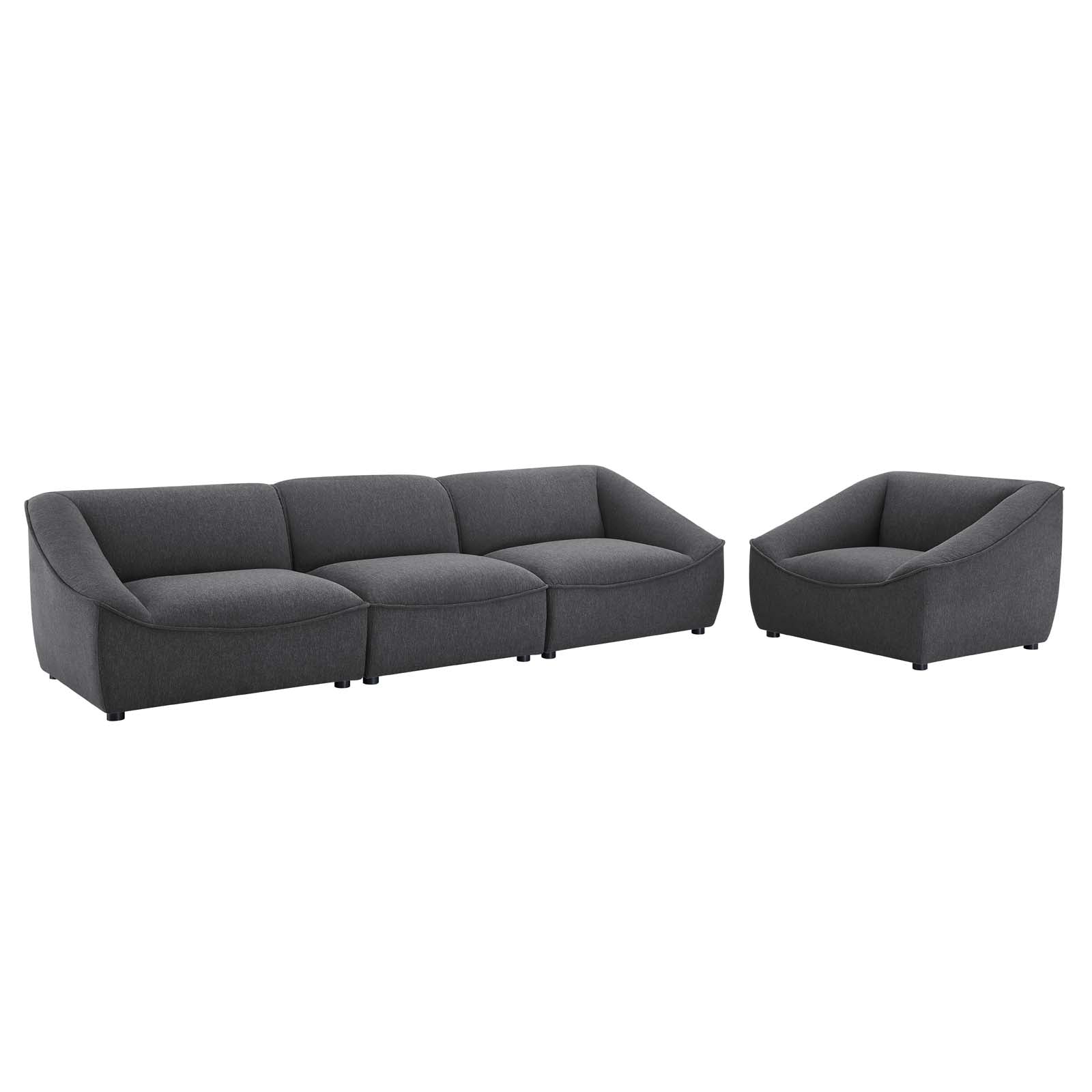 Modway Living Room Sets - Comprise-4-Piece-Living-Room-Set-Charcoal