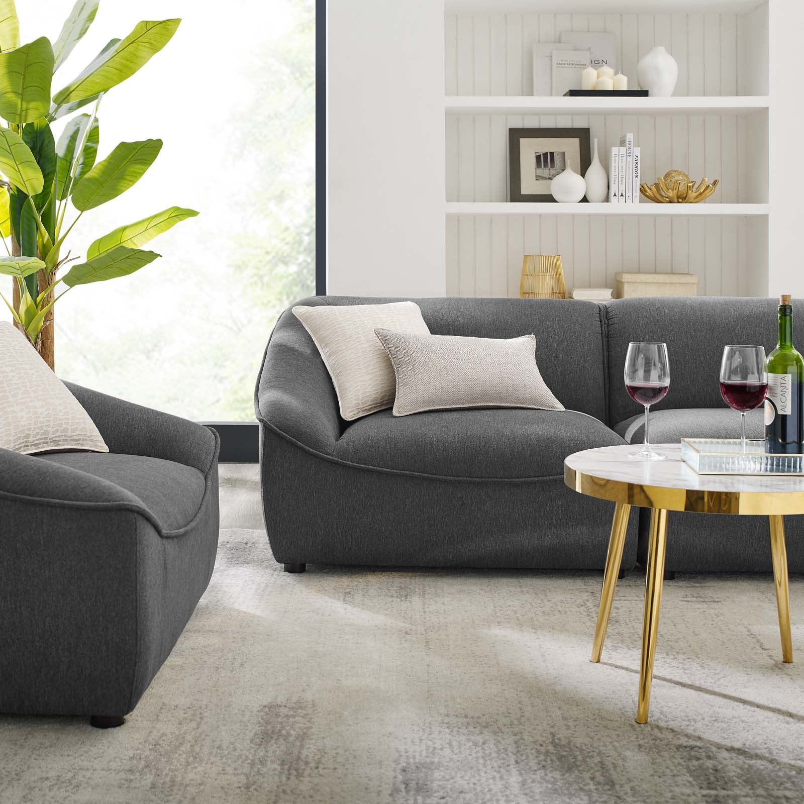 Modway Living Room Sets - Comprise-4-Piece-Living-Room-Set-Charcoal
