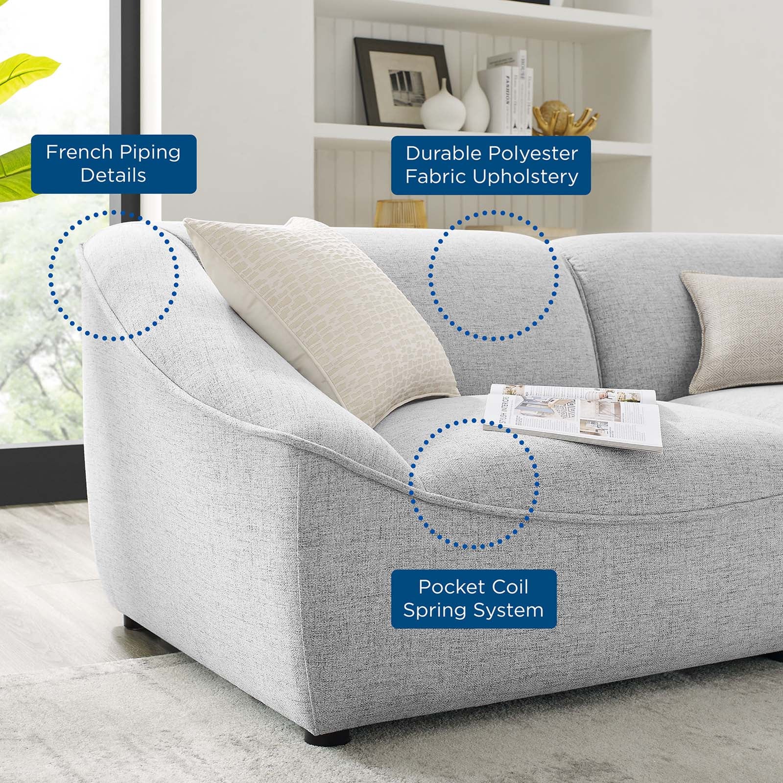 Modway Living Room Sets - Comprise-4-Piece-Living-Room-Set-Light-Gray