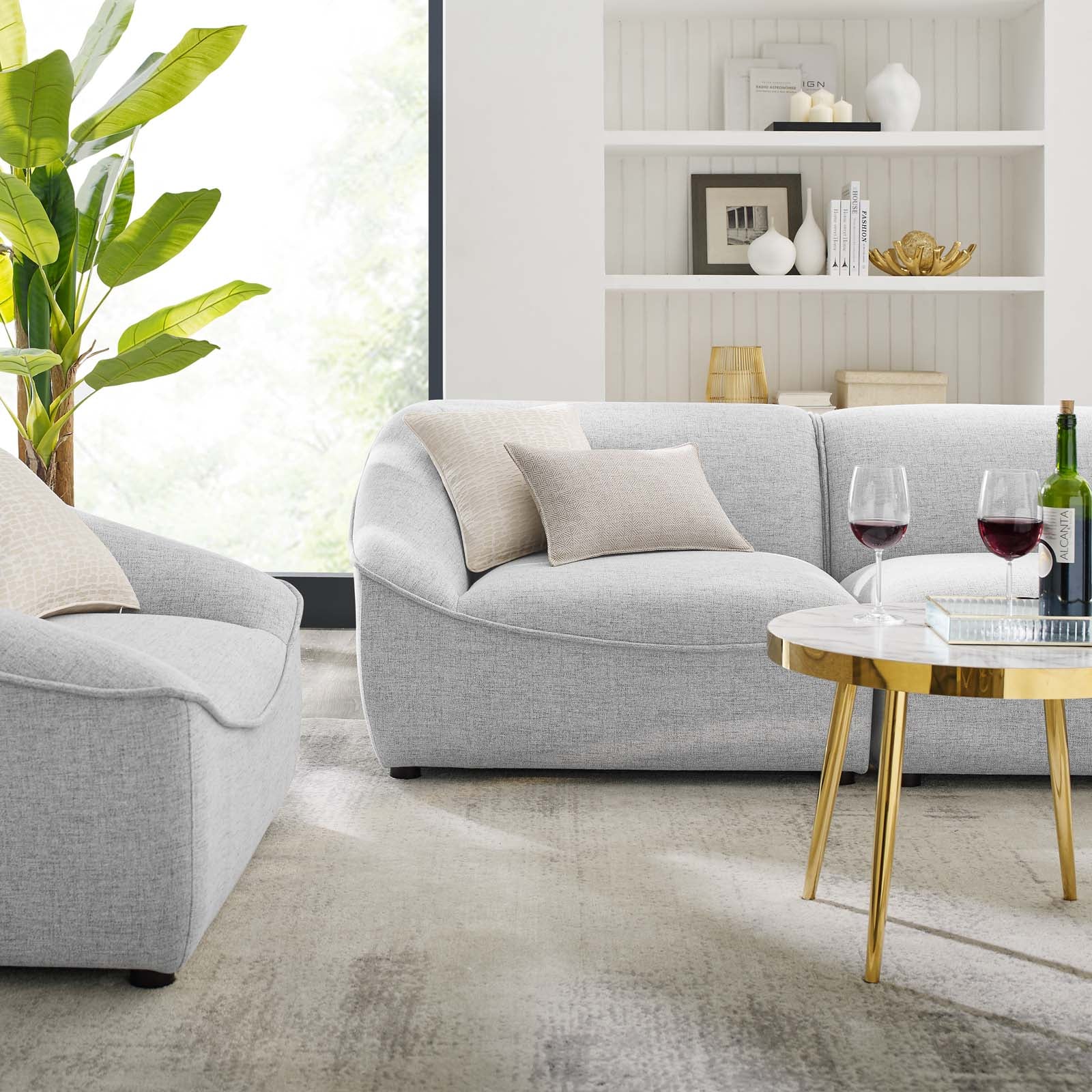 Modway Living Room Sets - Comprise-4-Piece-Living-Room-Set-Light-Gray