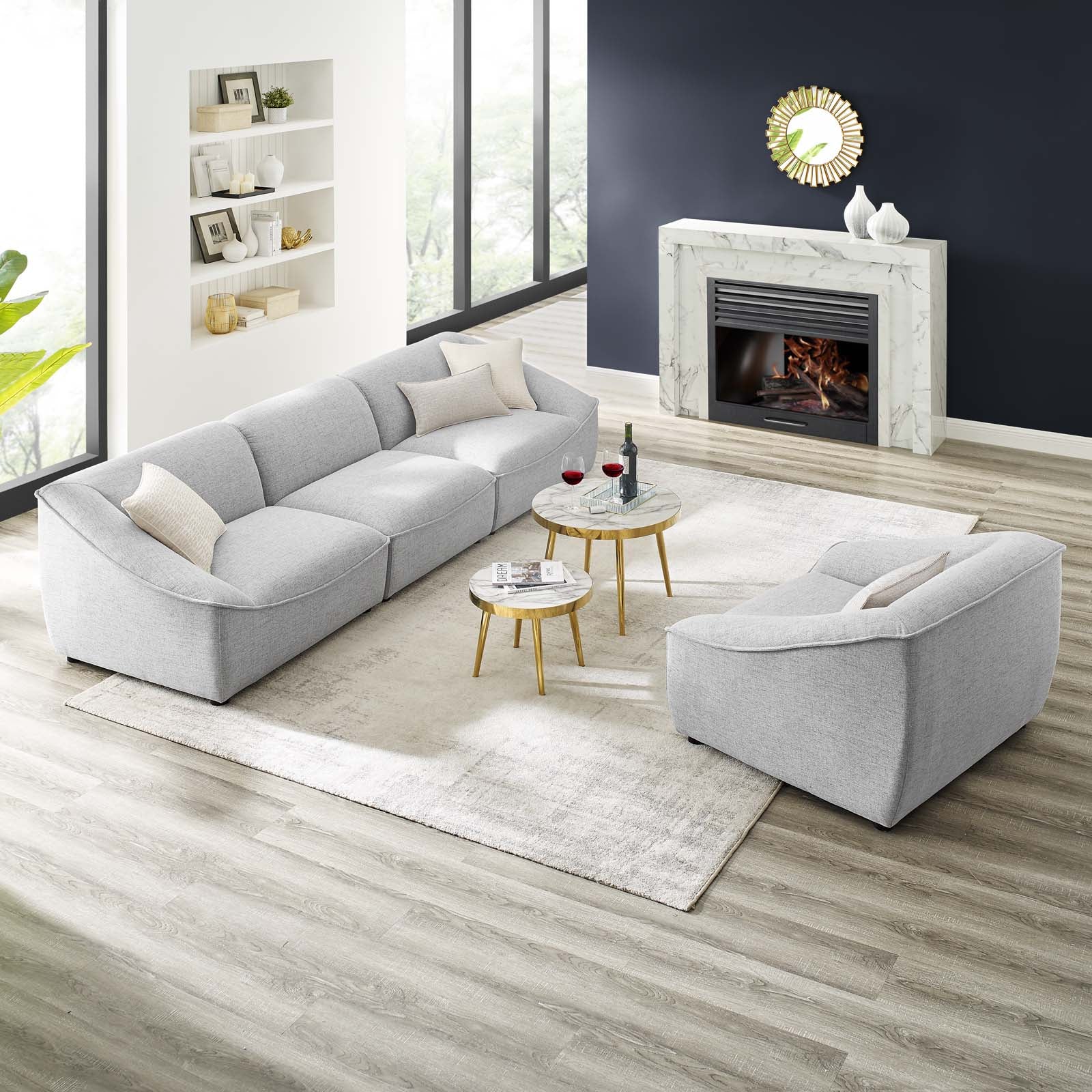 Modway Living Room Sets - Comprise-4-Piece-Living-Room-Set-Light-Gray