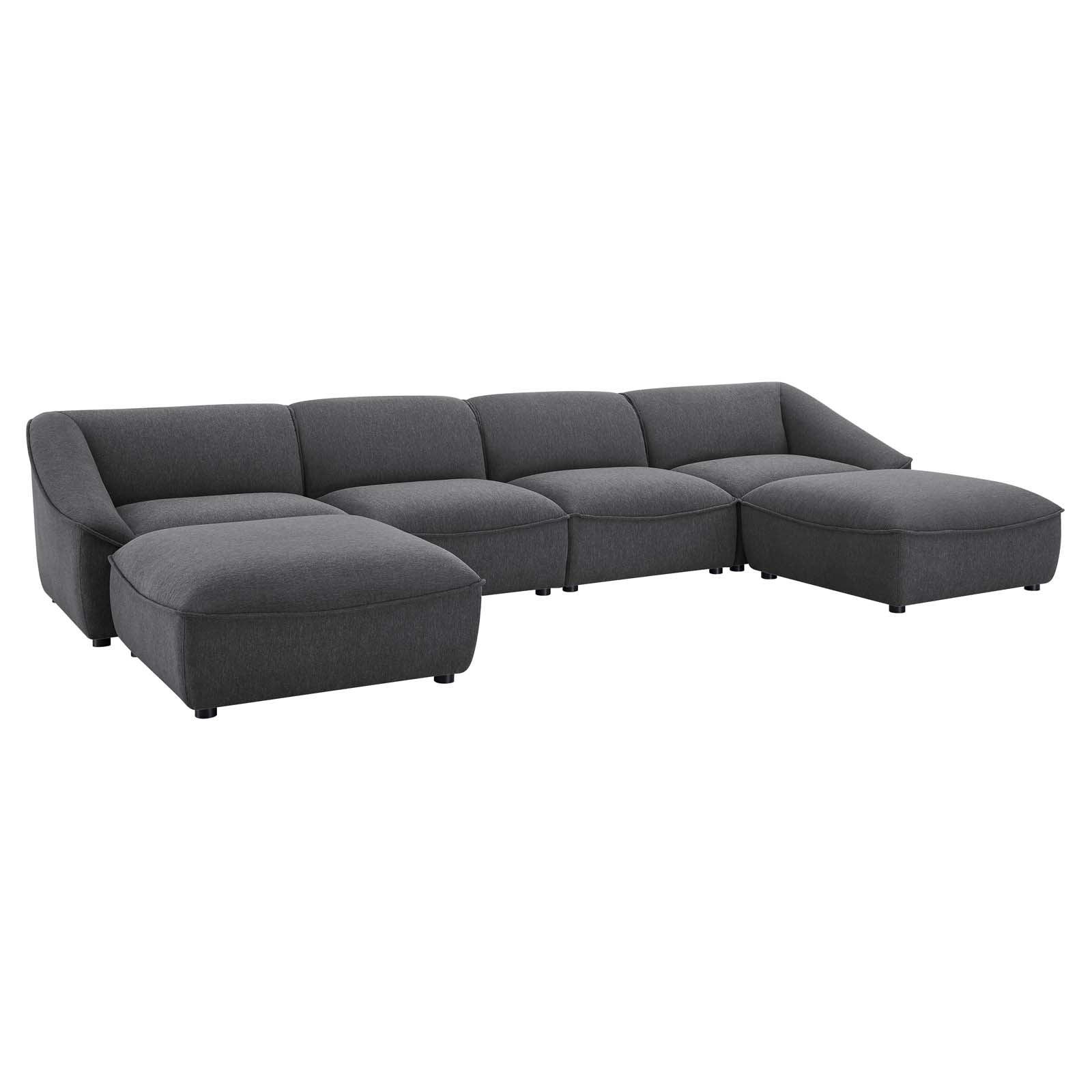 Modway Living Room Sets - Comprise-6-Piece-Living-Room-Set-Charcoal