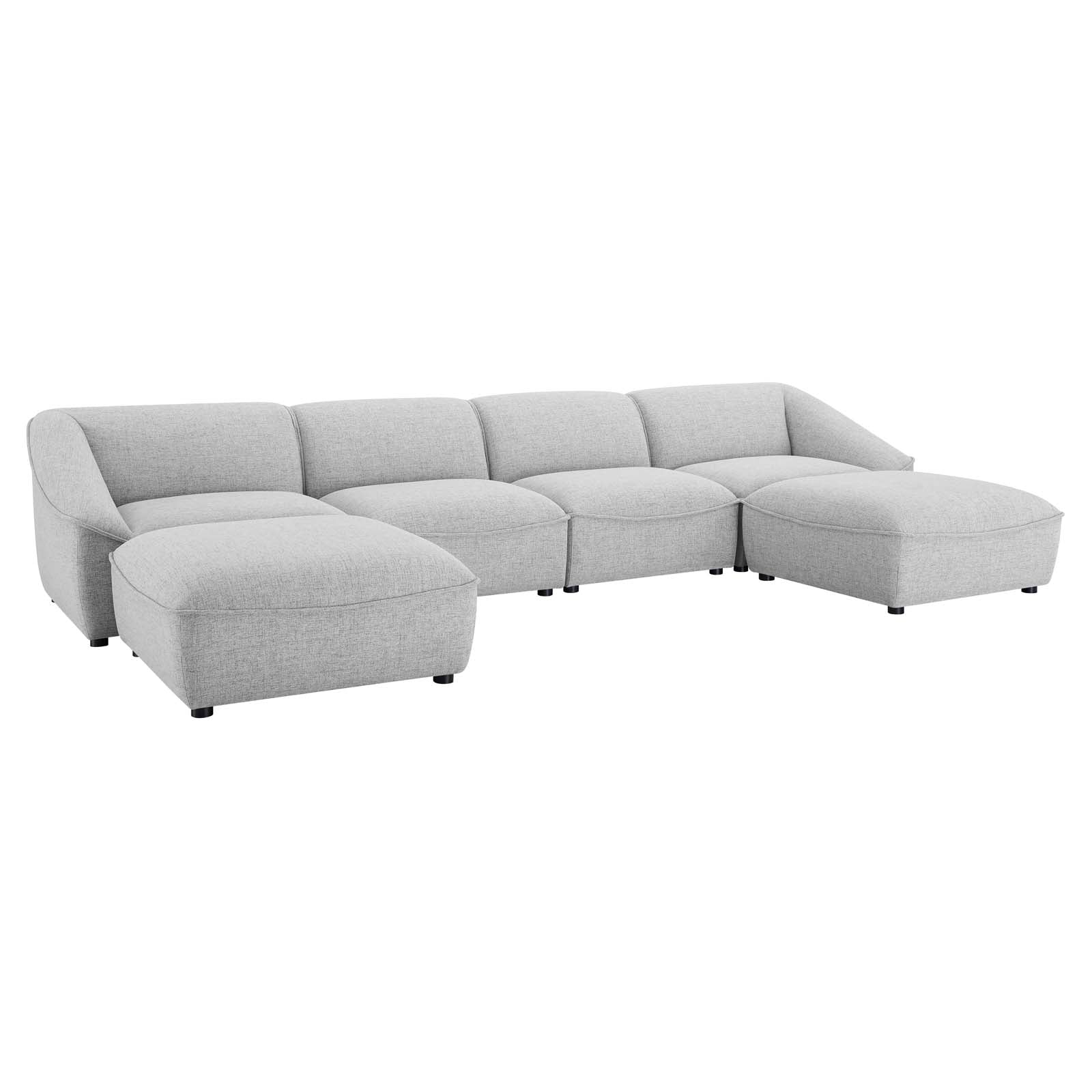 Modway Living Room Sets - Comprise-6-Piece-Living-Room-Set-Light-Gray