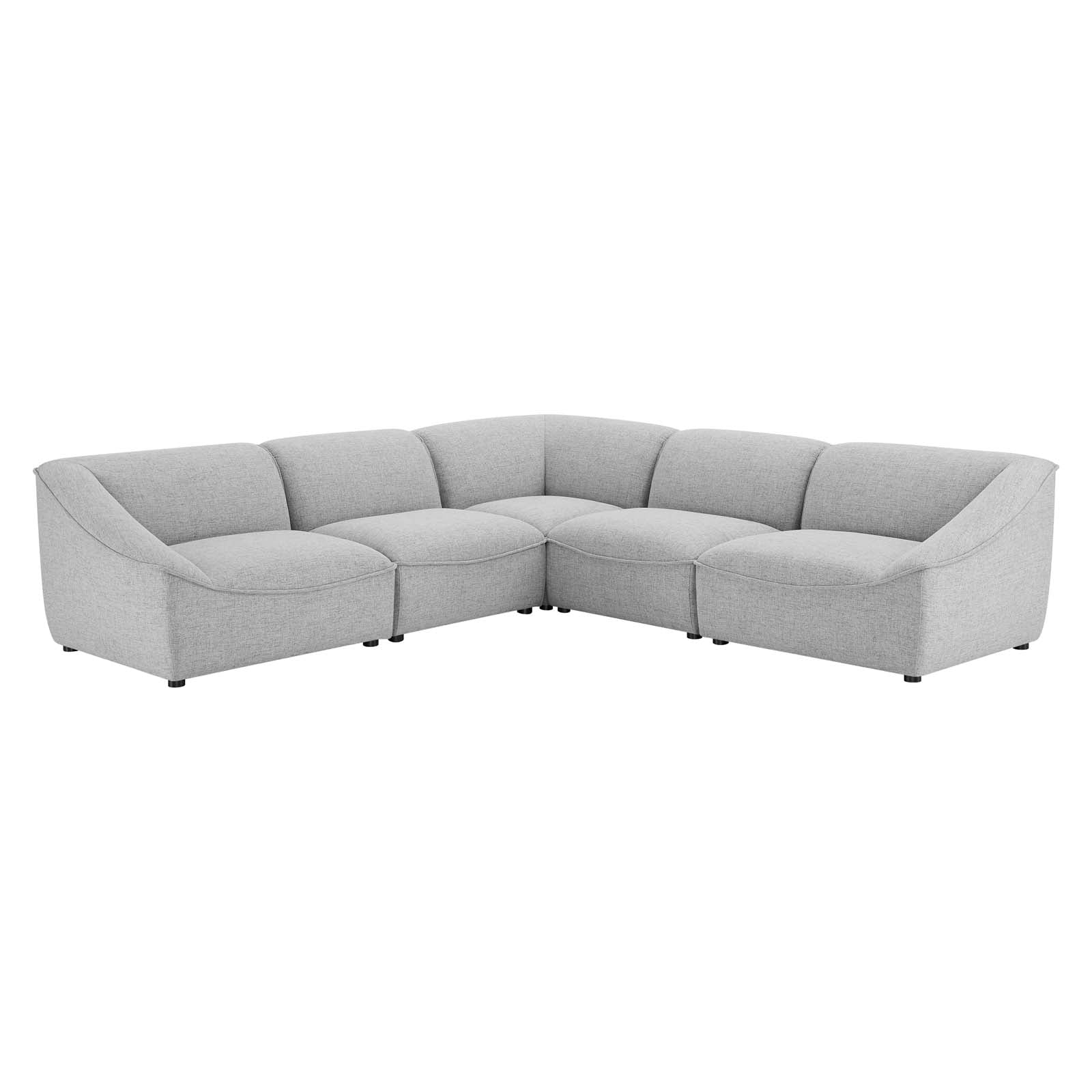 Modway Sectional Sofas - Comprise-5-Piece-Sectional-Sofa-Light-Gray