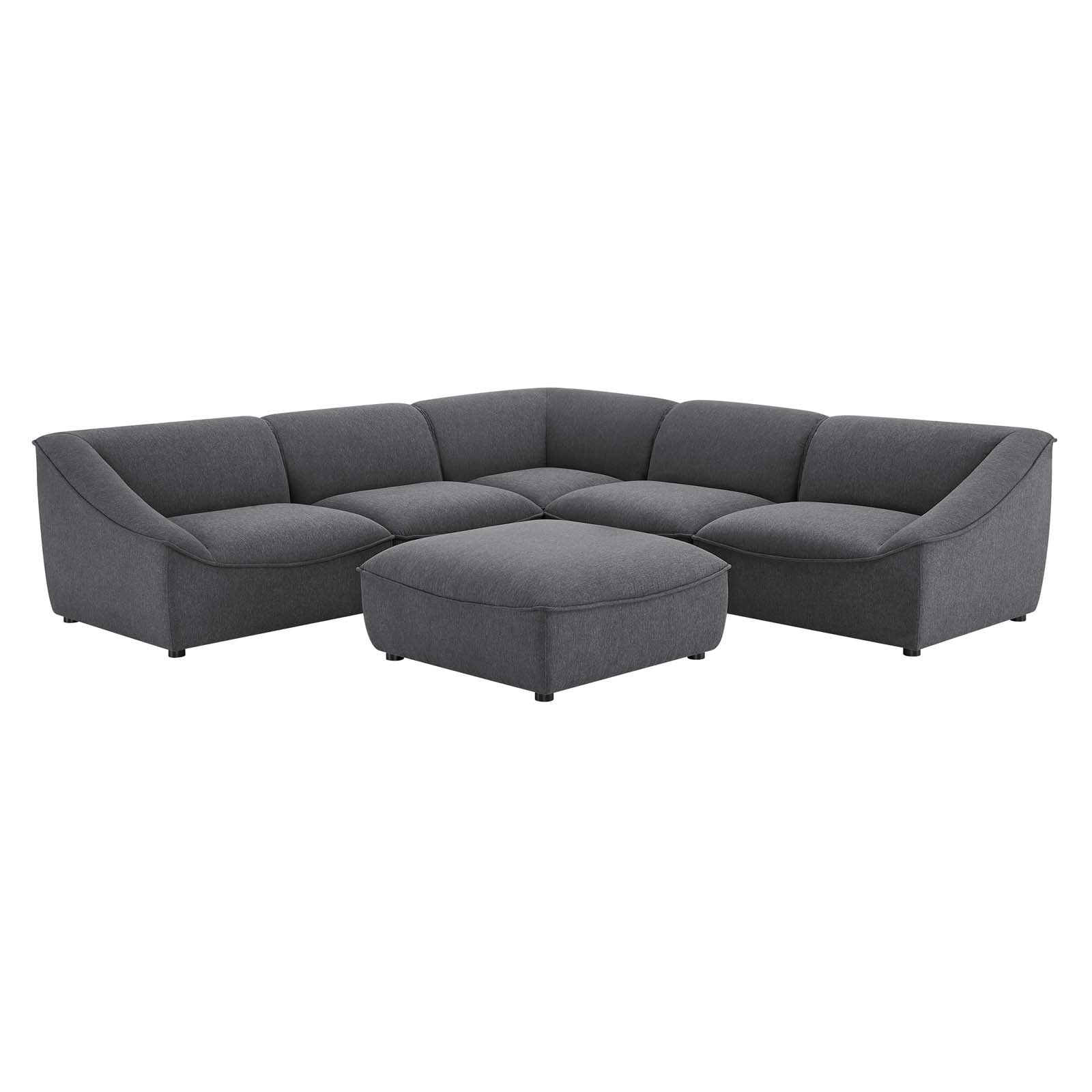 Modway Sectional Sofas - Comprise-6-Piece-Sectional-Sofa-Charcoal