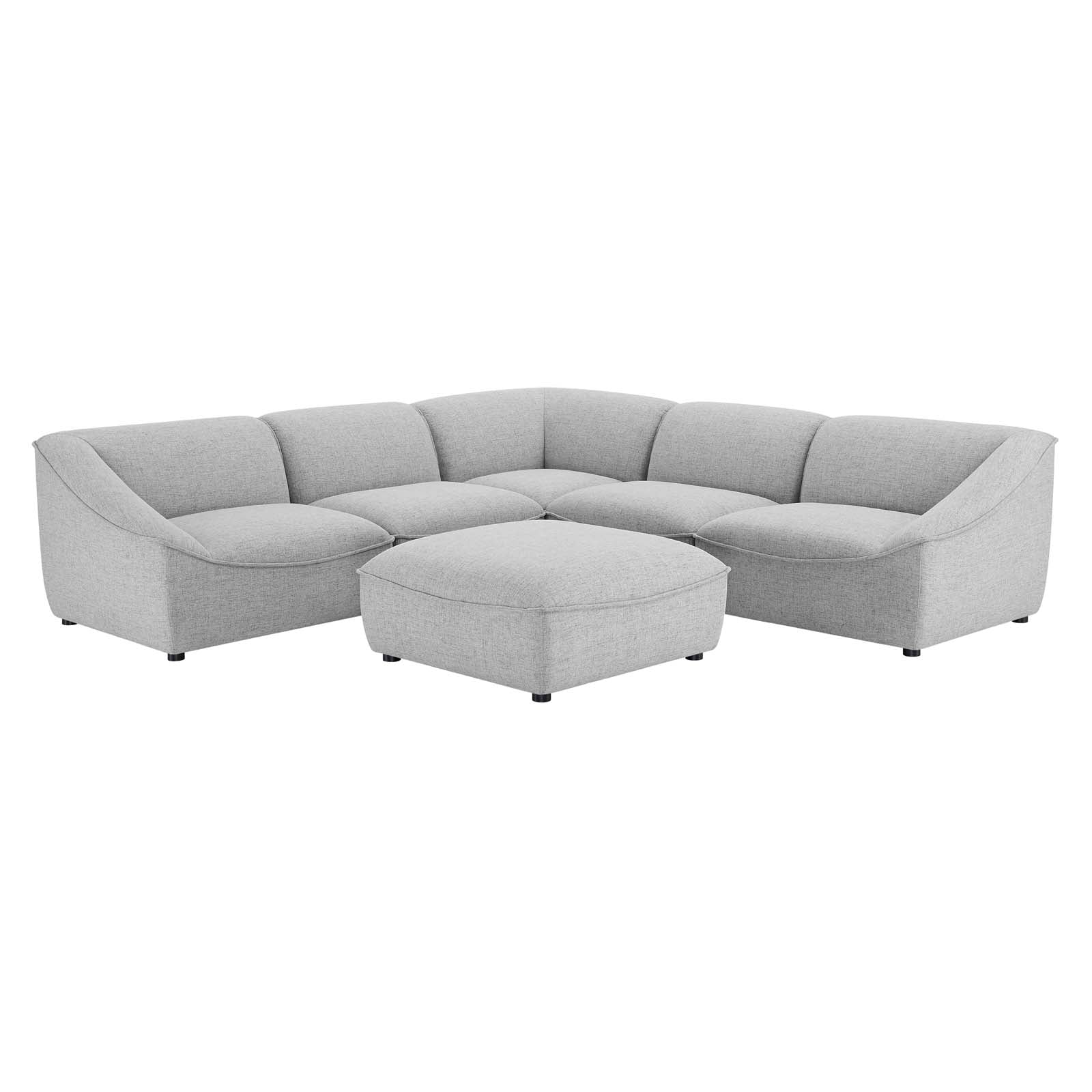 Modway Sectional Sofas - Comprise-6-Piece-Sectional-Sofa-Light-Gray