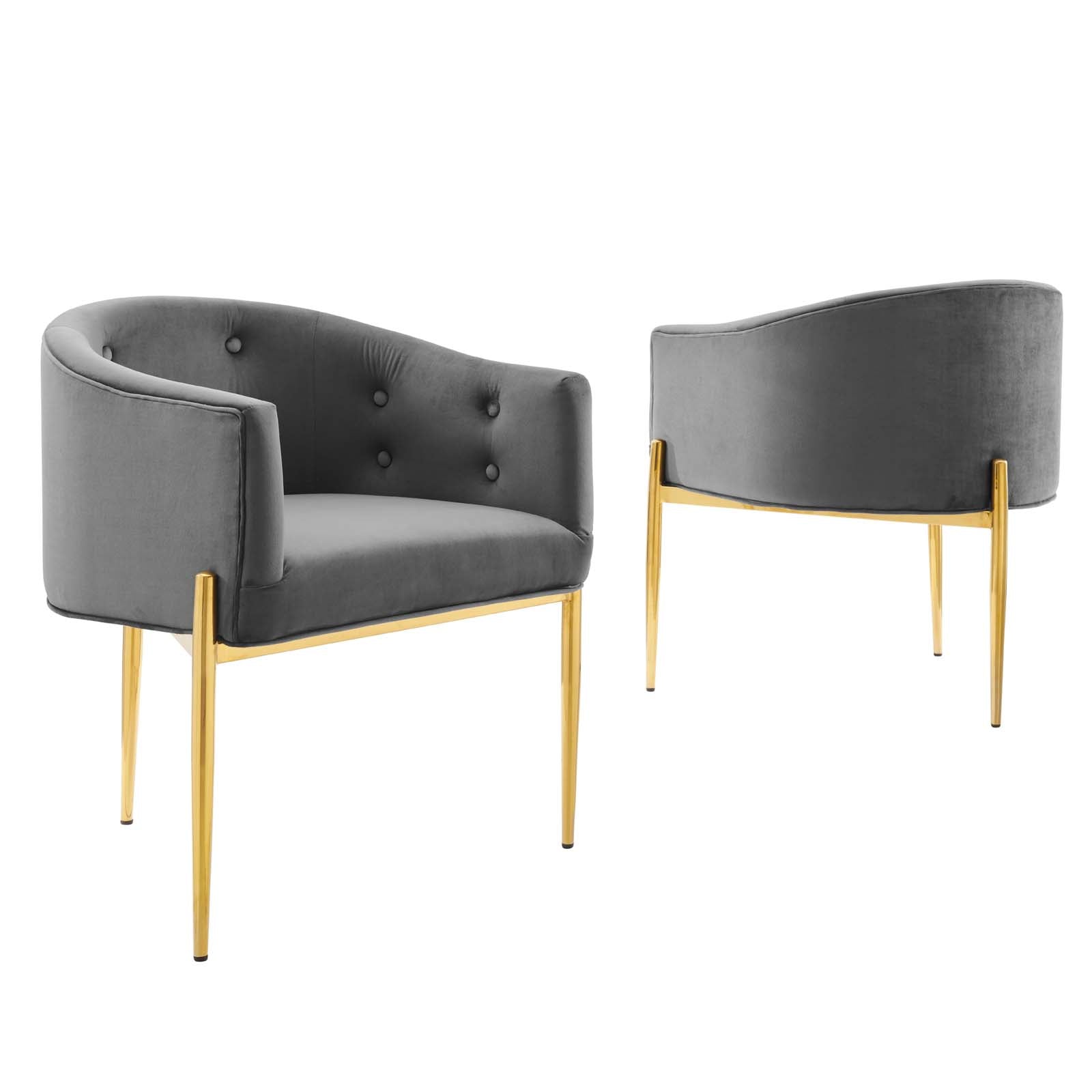 Modway Accent Chairs - Savour Tufted Performance Velvet Accent Chairs - Set of 2 Gray