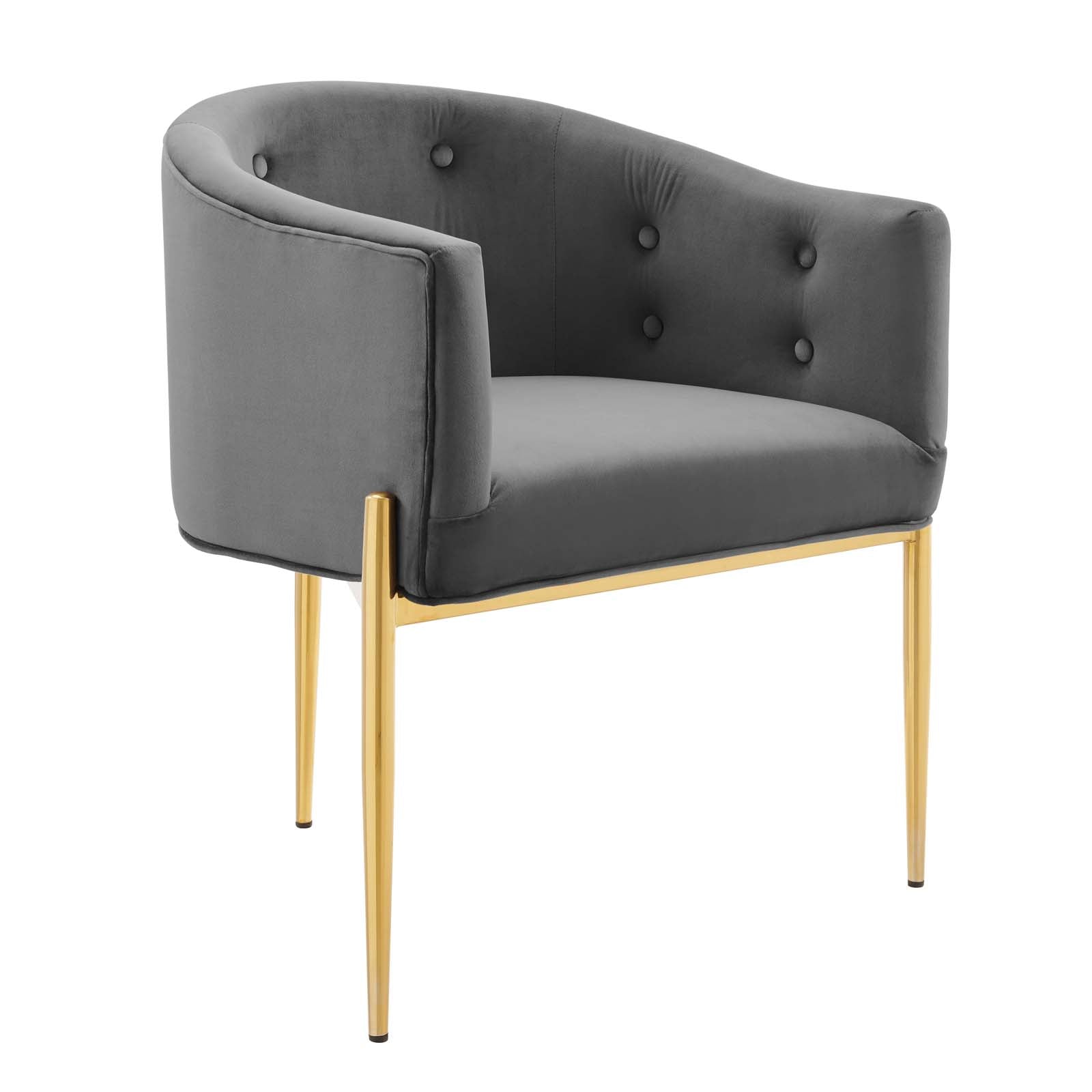 Modway Accent Chairs - Savour Tufted Performance Velvet Accent Chairs - Set of 2 Gray
