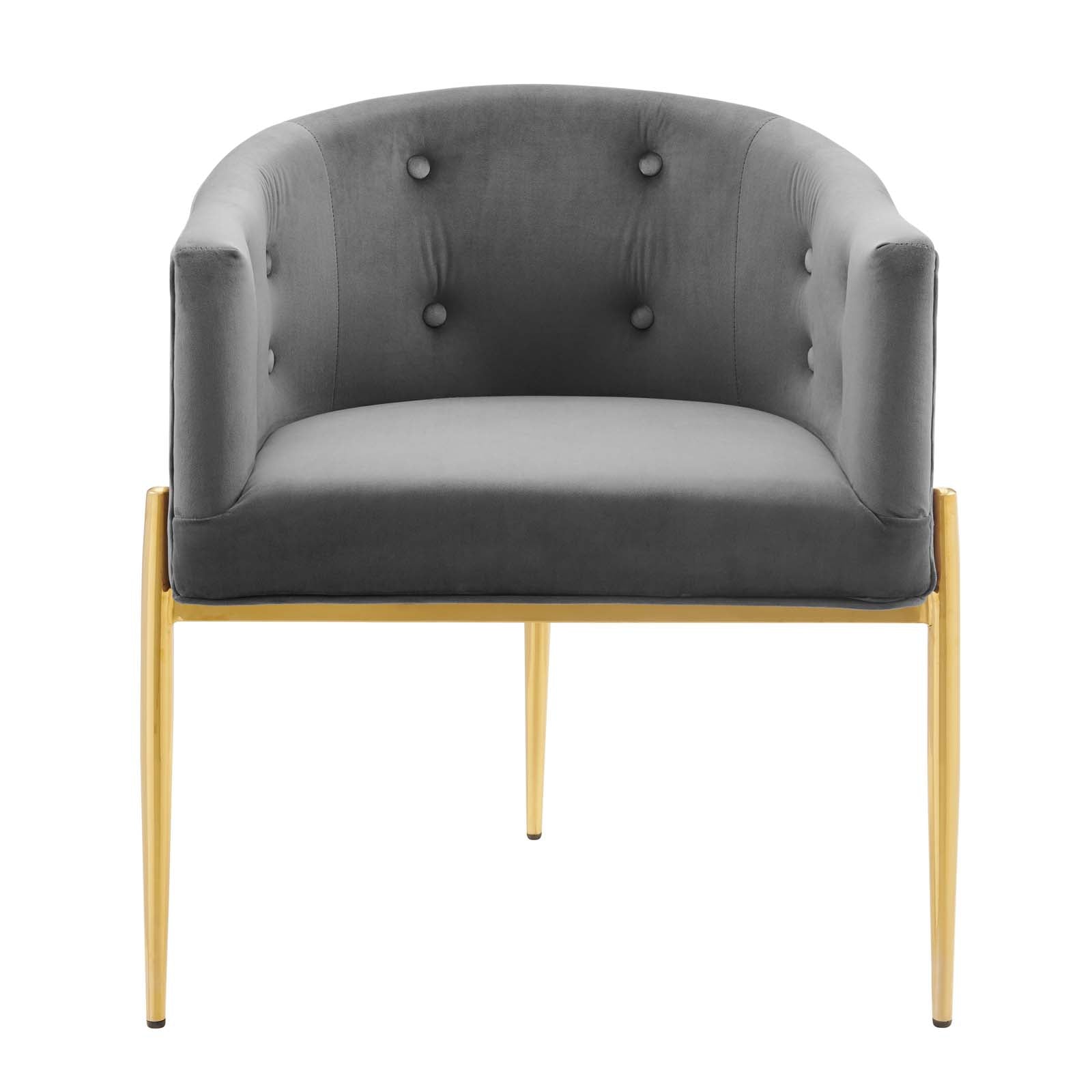 Modway Accent Chairs - Savour Tufted Performance Velvet Accent Chairs - Set of 2 Gray