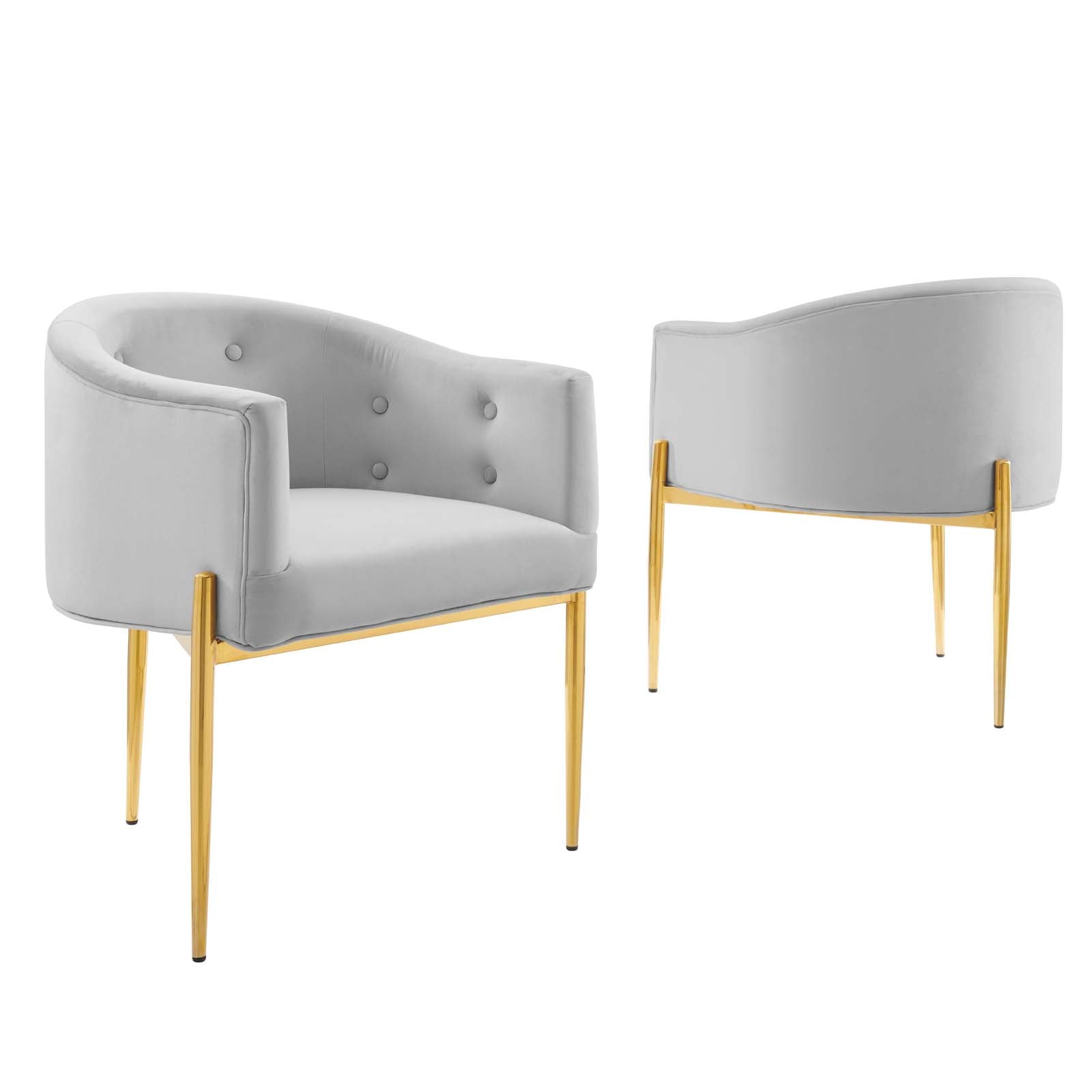 Modway Accent Chairs - Savour Tufted Performance Velvet Accent Chairs - Set of 2 Light Gray