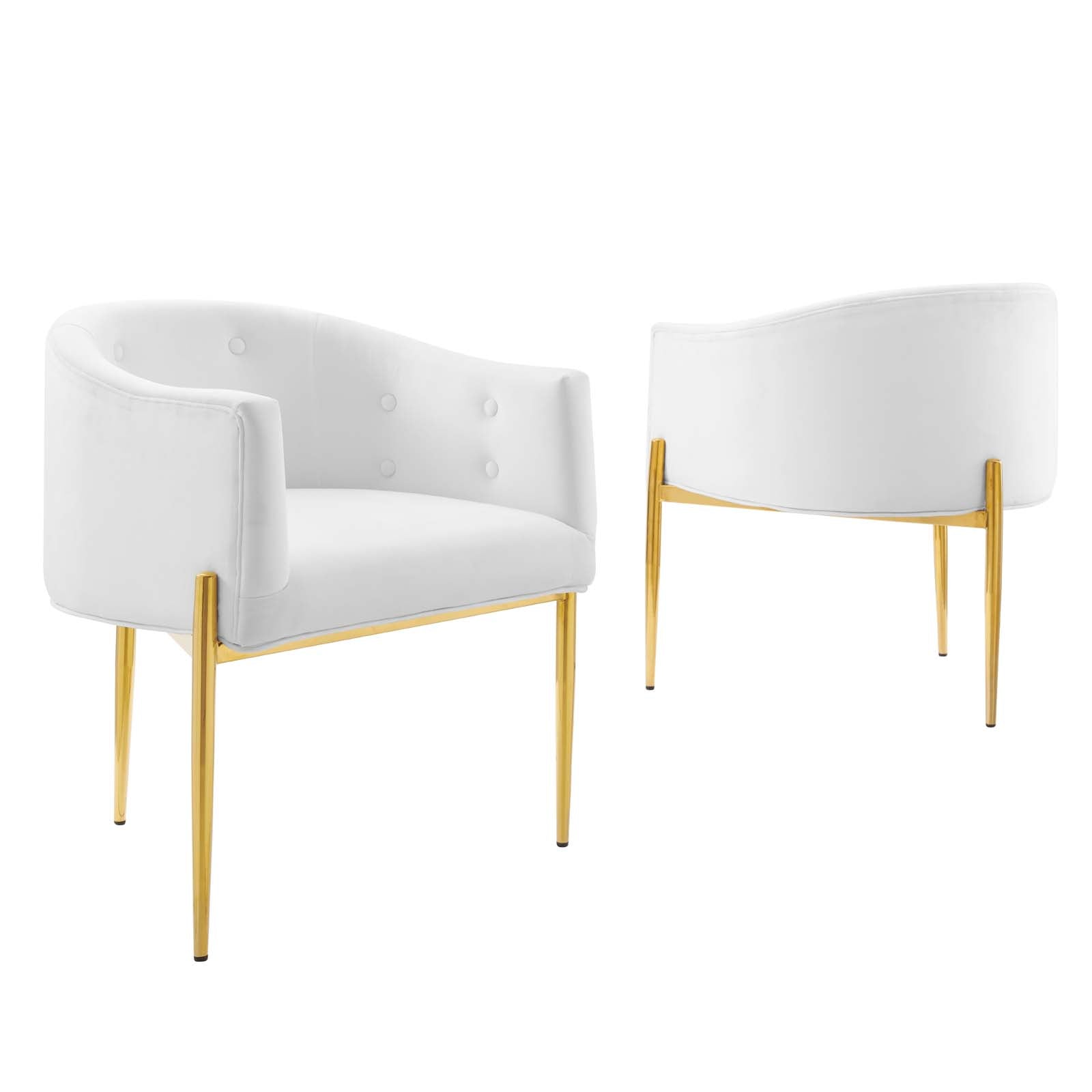 Modway Accent Chairs - Savour Tufted Performance Velvet Accent Chairs - Set of 2 White