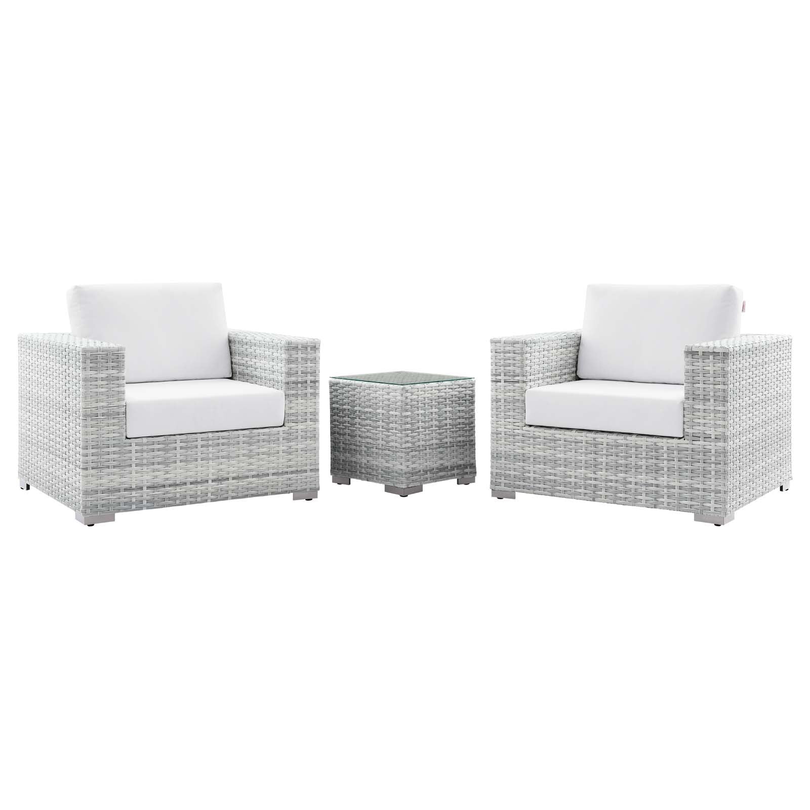 Modway Outdoor Sofas - Convene-3-Piece-Outdoor-Patio-Set-Light-Gray-White