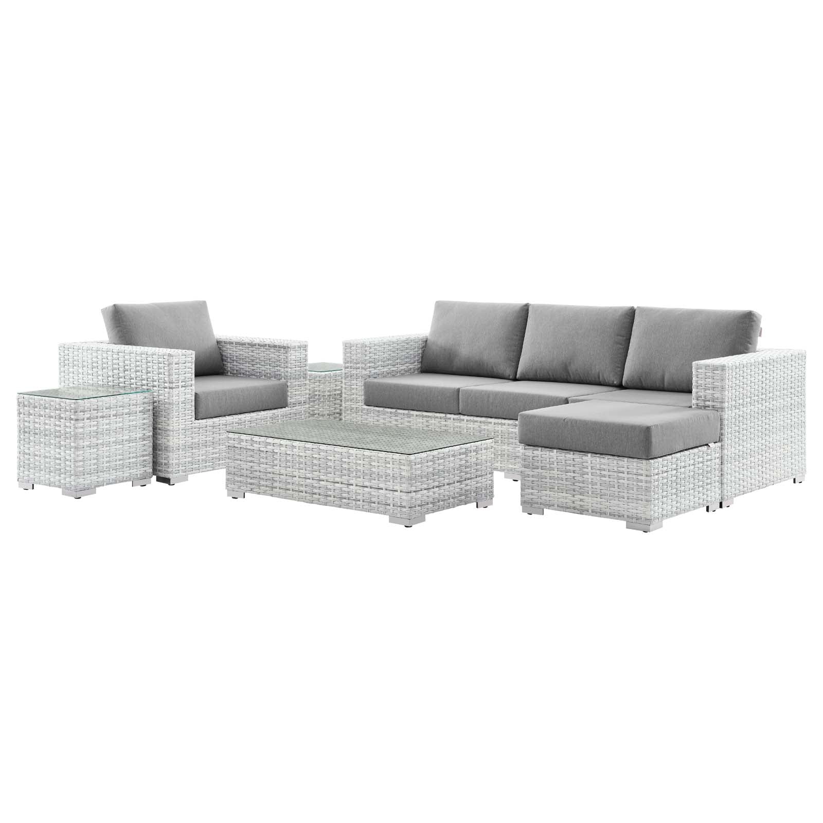 Modway Outdoor Sofas - Convene-6-Piece-Outdoor-Patio-Set-Light-Gray-Gray