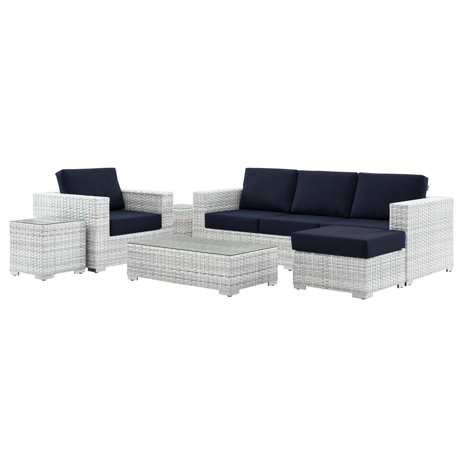 Modway Outdoor Sofas - Convene-6-Piece-Outdoor-Patio-Set-Light-Gray-Navy