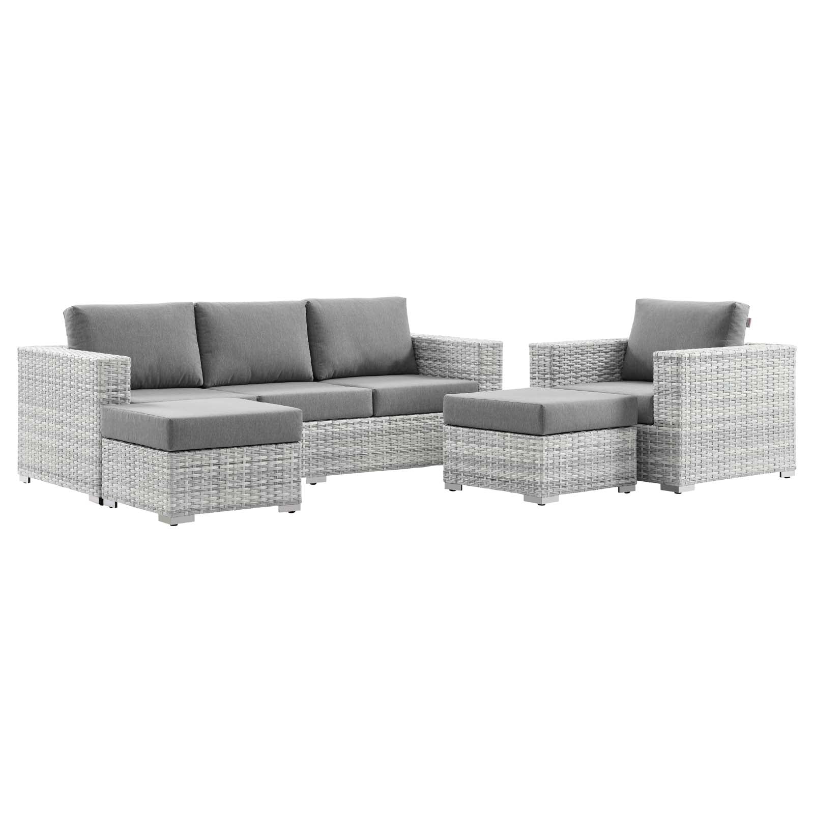 Modway Outdoor Sofas - Convene-4-Piece-Outdoor-Patio-Set-Light-Gray-Gray