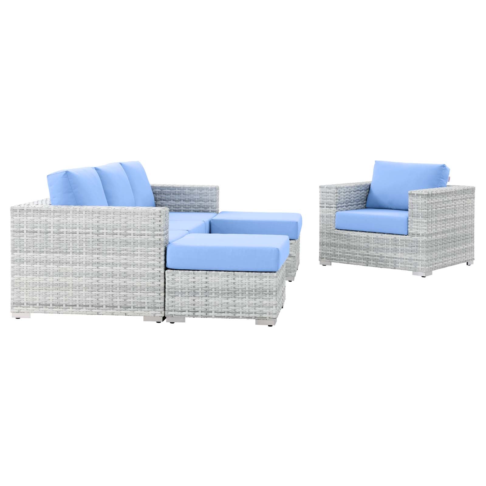 Modway Outdoor Conversation Sets - Convene 4 Piece Outdoor Patio Set Light Gray