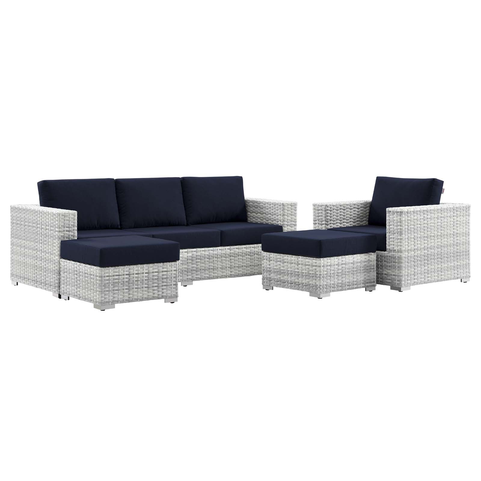 Modway Outdoor Sofas - Convene-4-Piece-Outdoor-Patio-Set-Light-Gray-Navy