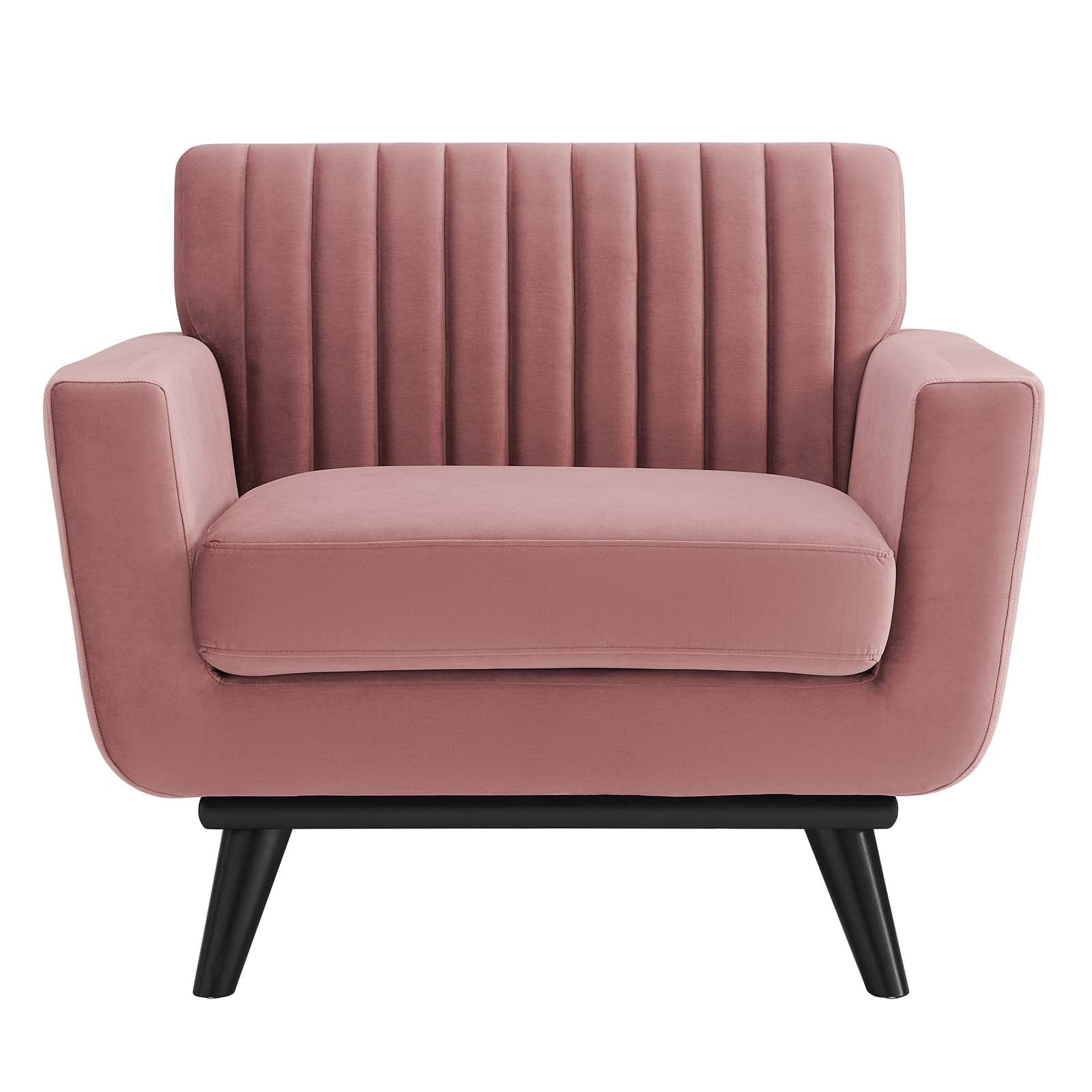 Modway Accent Chairs - Engage Channel Tufted Performance Velvet Armchair Dusty Rose