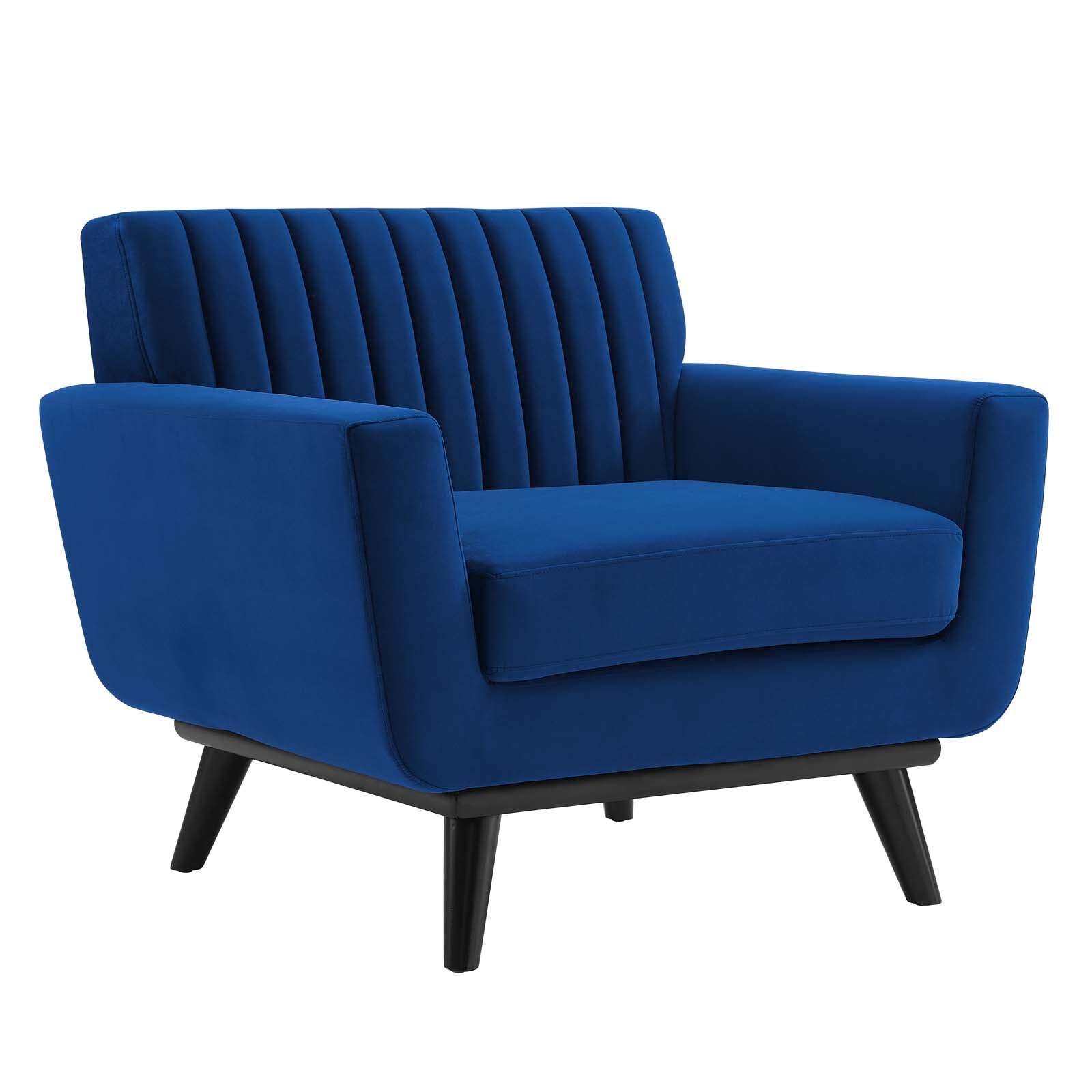 Modway Accent Chairs - Engage Channel Tufted Performance Velvet Armchair Navy