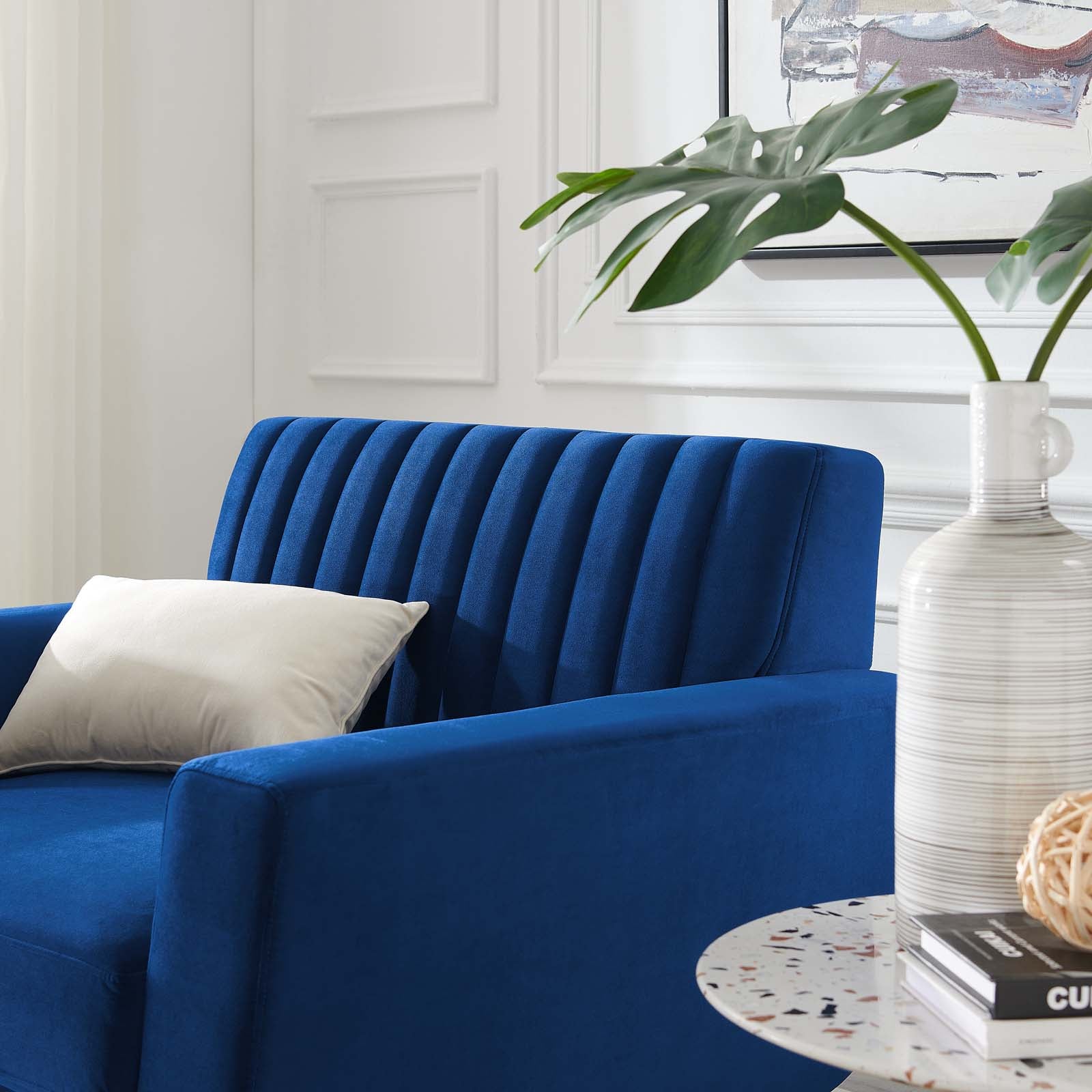 Modway Accent Chairs - Engage Channel Tufted Performance Velvet Armchair Navy