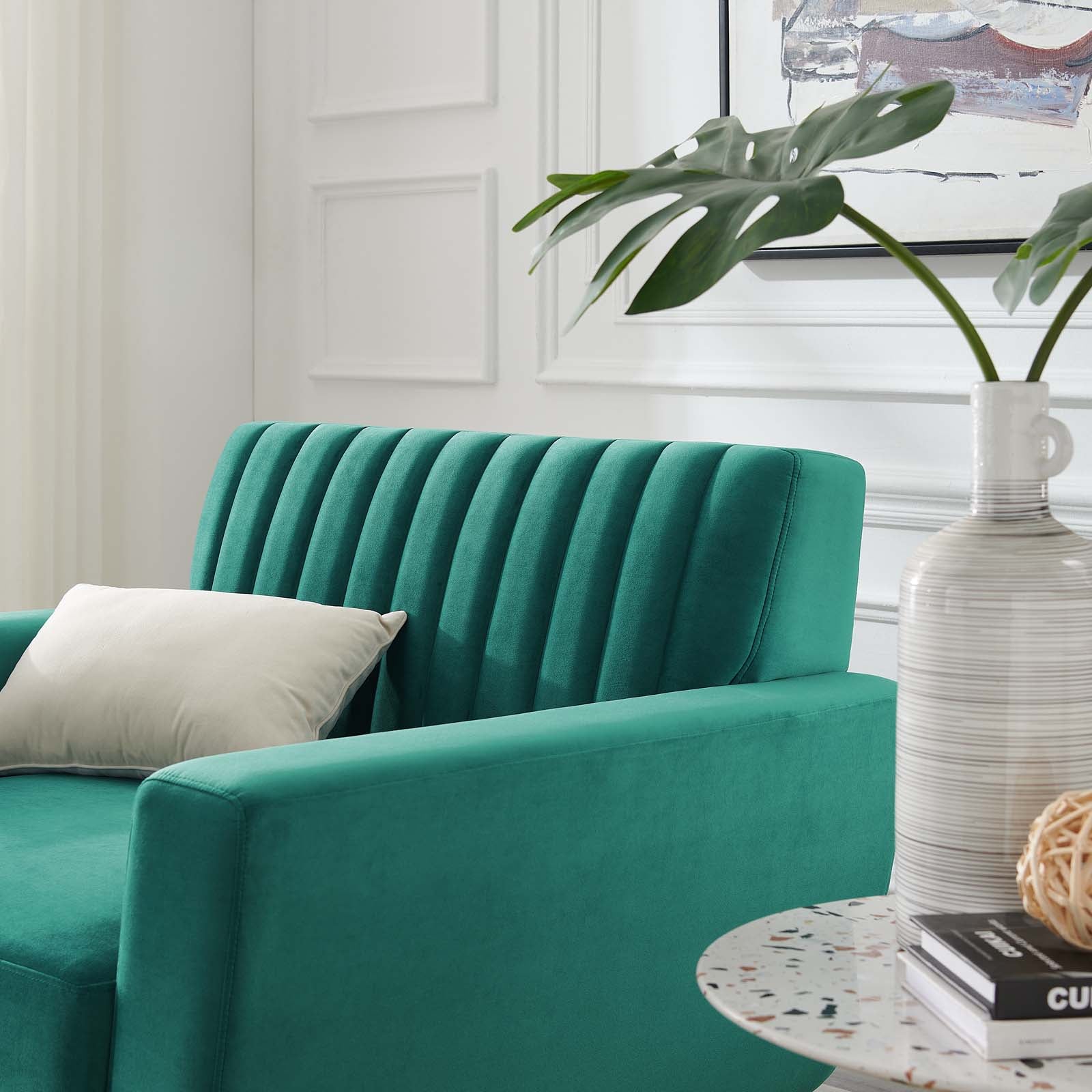 Modway Accent Chairs - Engage Channel Tufted Performance Velvet Armchair Teal