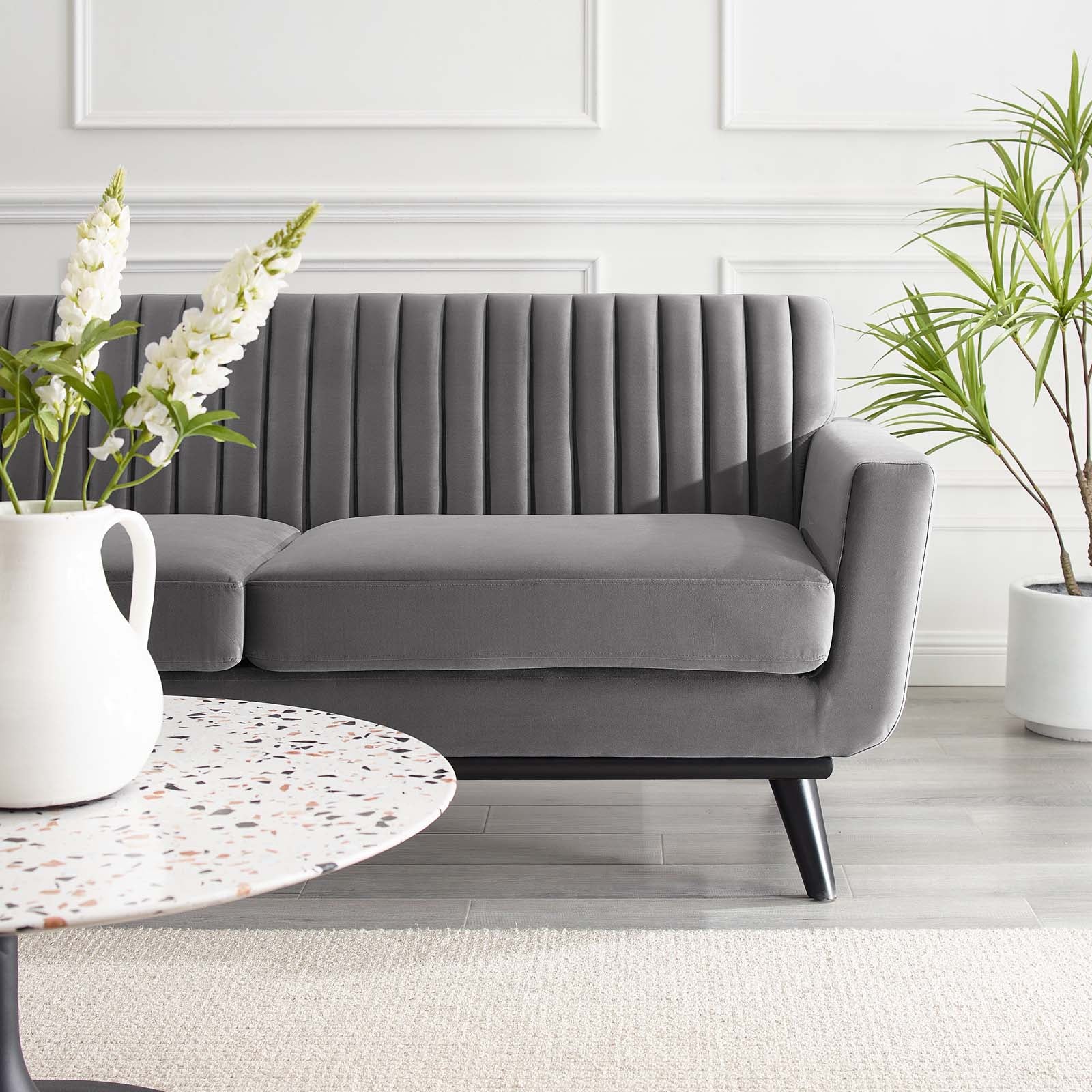 Modway Loveseats - Engage Channel Tufted Performance Velvet Loveseat Gray