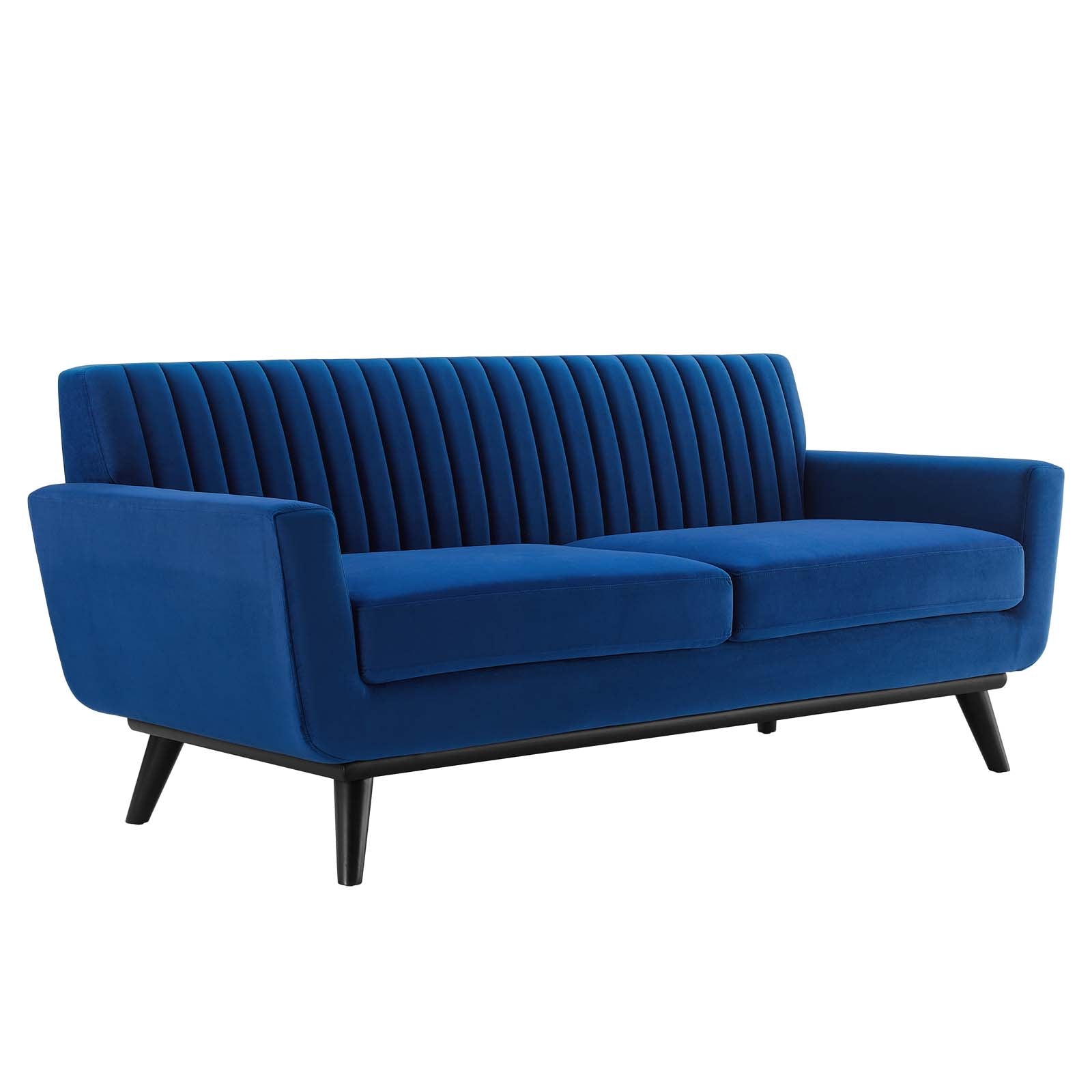 Modway Loveseats - Engage Channel Tufted Performance Velvet Loveseat Navy