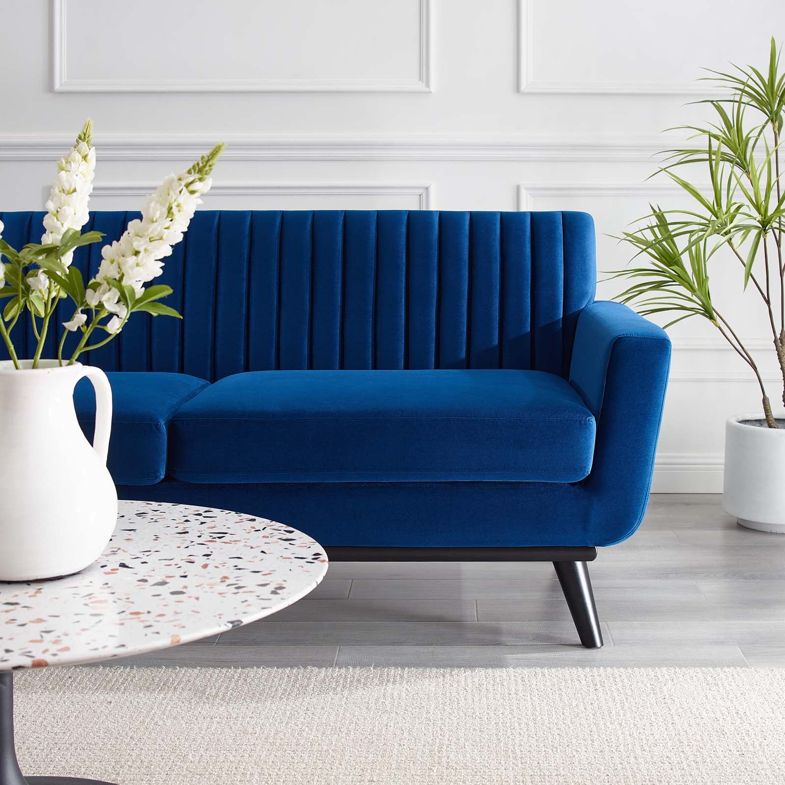 Modway Loveseats - Engage Channel Tufted Performance Velvet Loveseat Navy